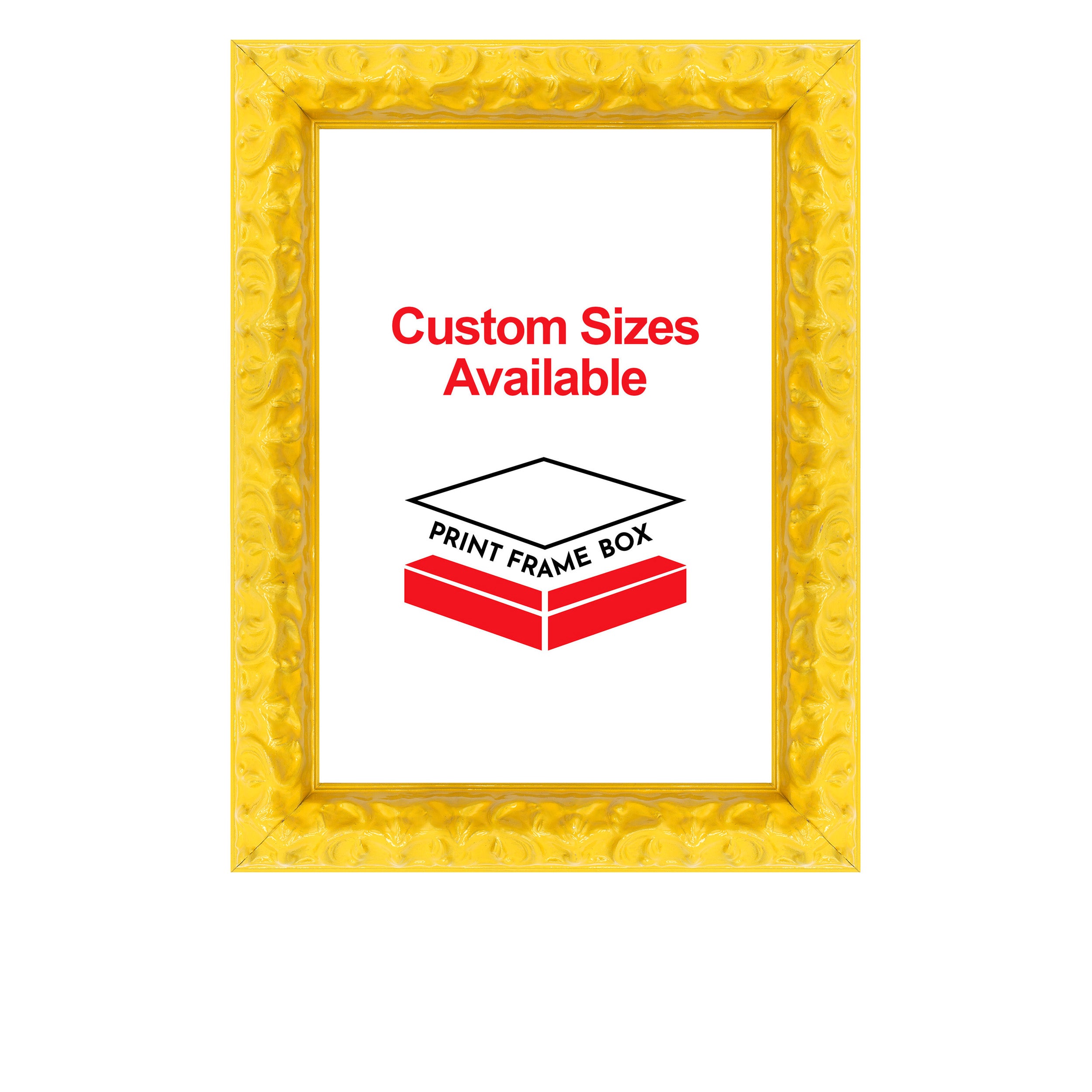 Hand Painted Yellow Ornate 1 3/8 Wide Wood Picture Frame