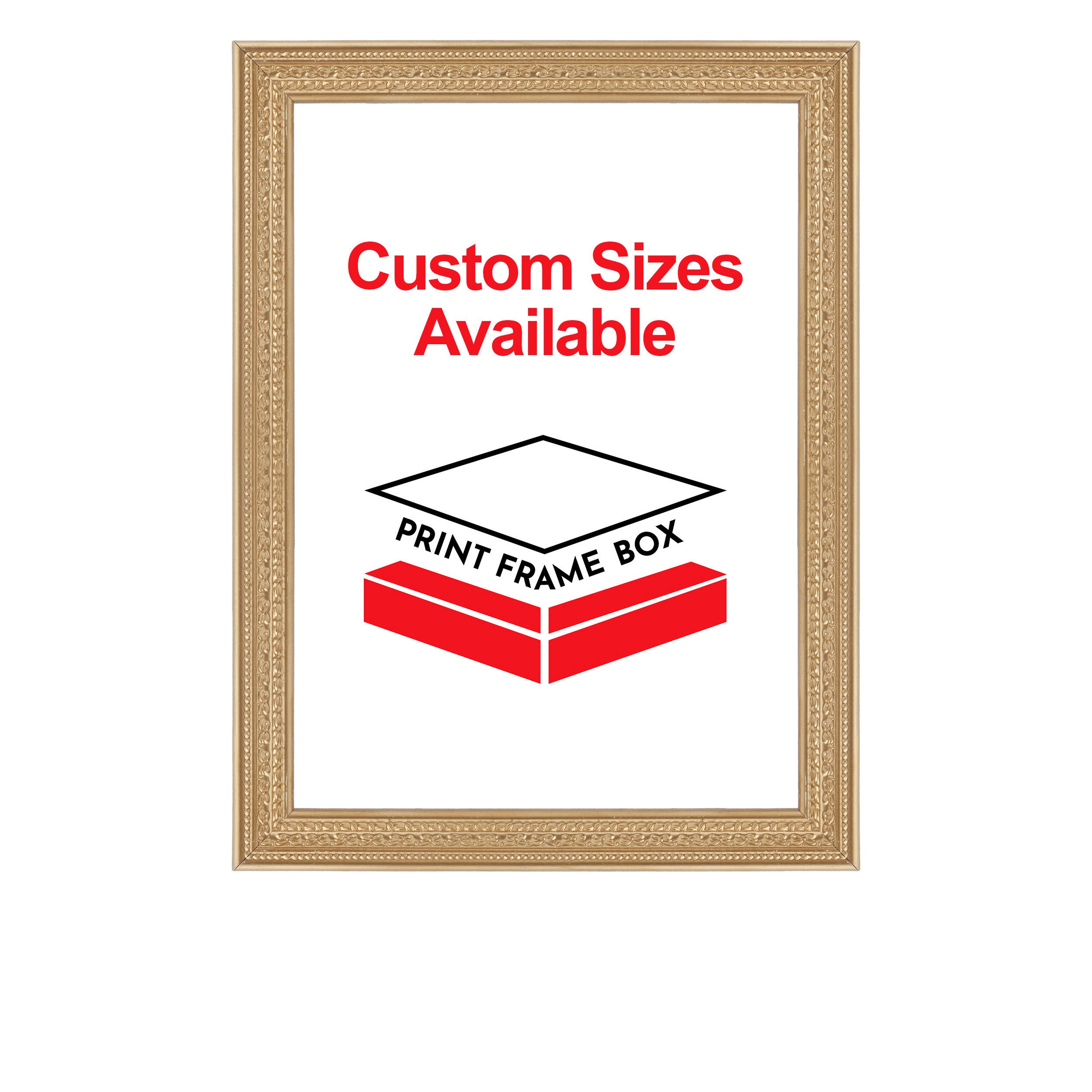 Hand Painted Metallic Gold Bow Pattern Ornate Wood Picture Frame