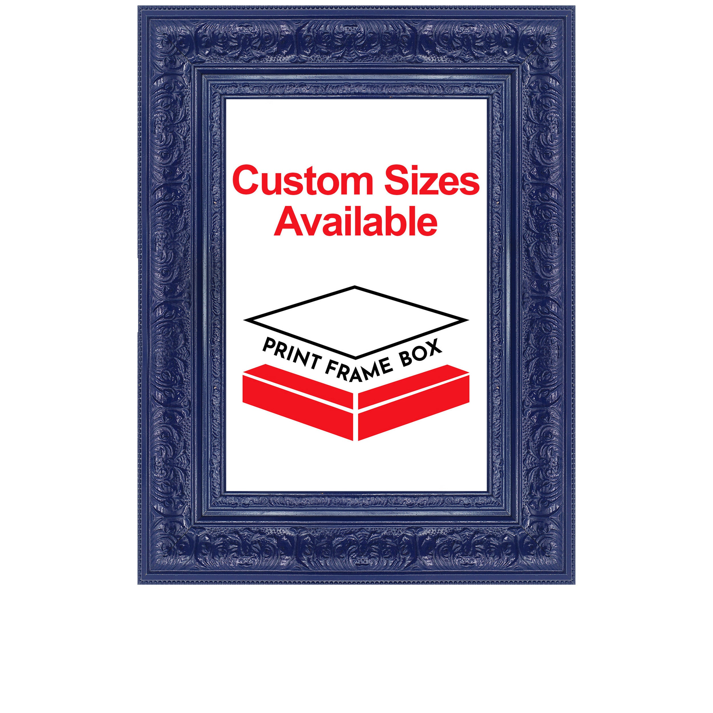 Hand Painted Navy Ornate 2 1/4 Wide Wood Picture Frame