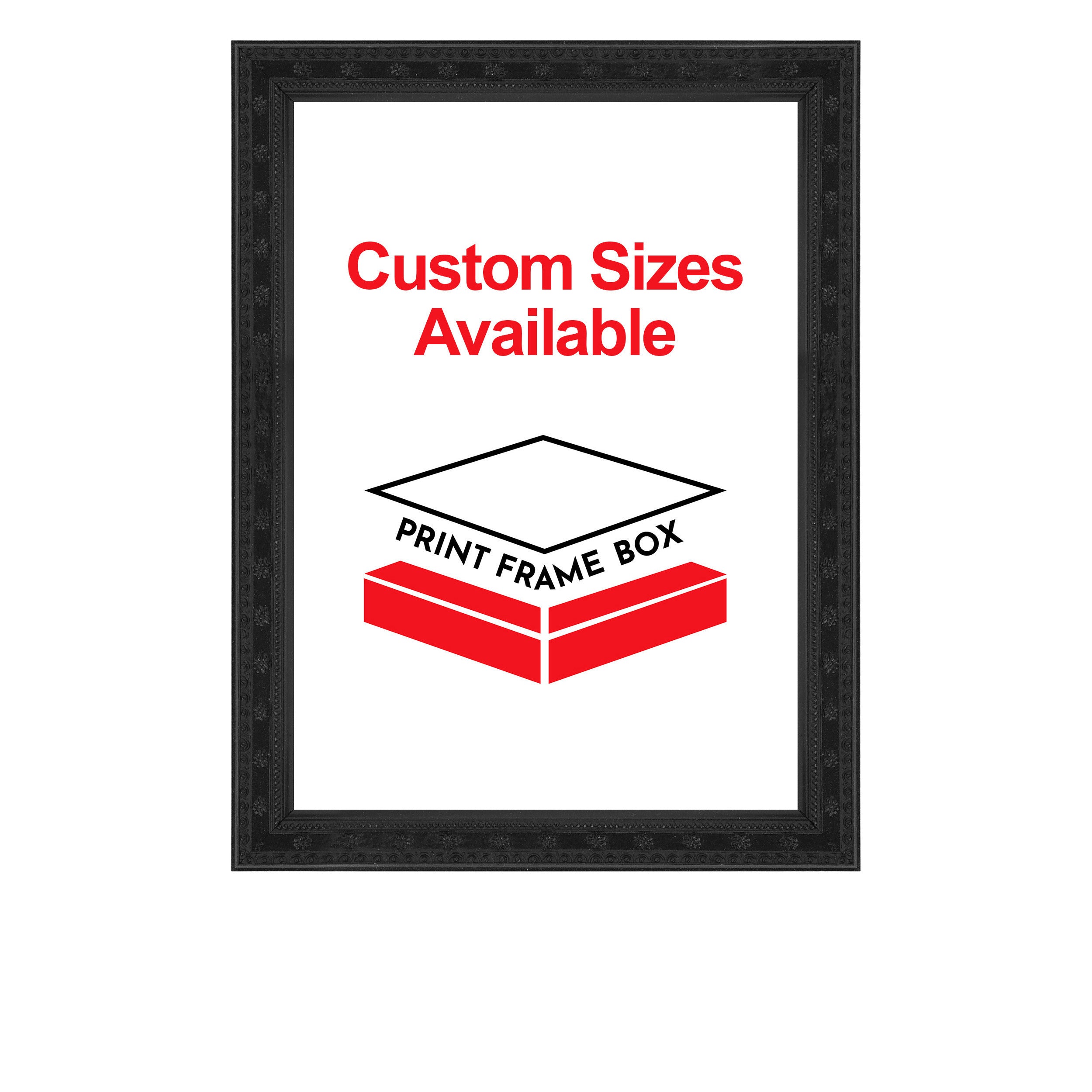 Hand Painted Black Flower Ornate Wood Picture Frame