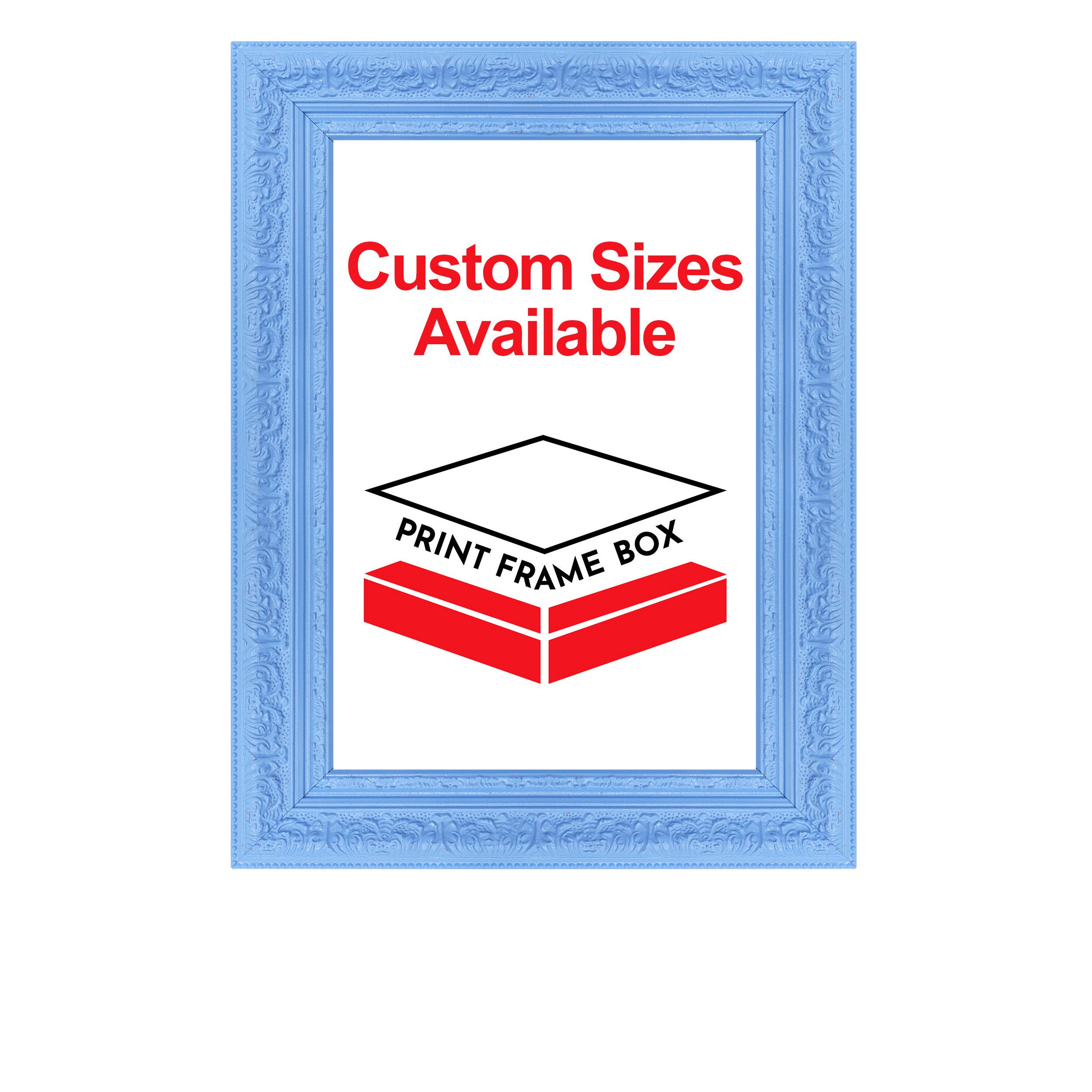 Hand Painted Light Blue Ornate Wood Picture Frame
