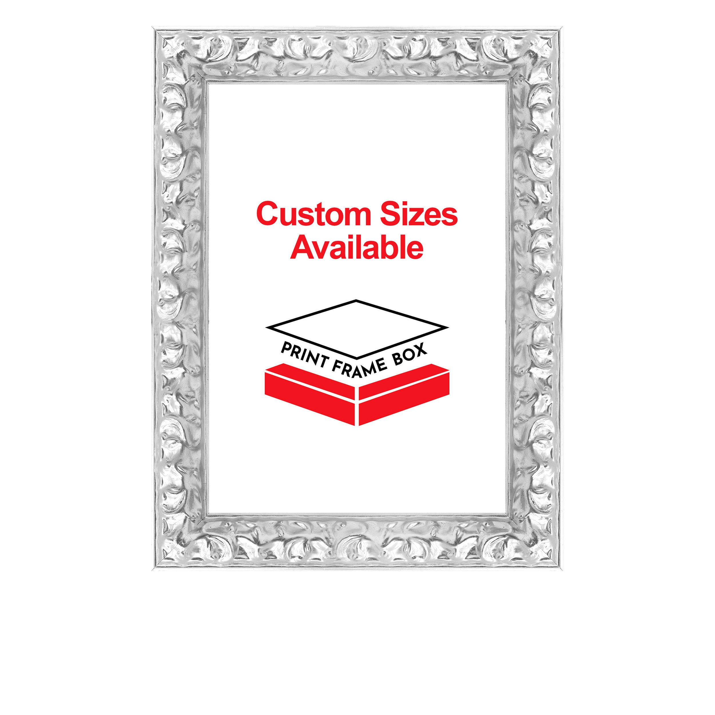 Hand Painted Metallic Silver Ornate 1 3/8 Wide Wood Picture Frame