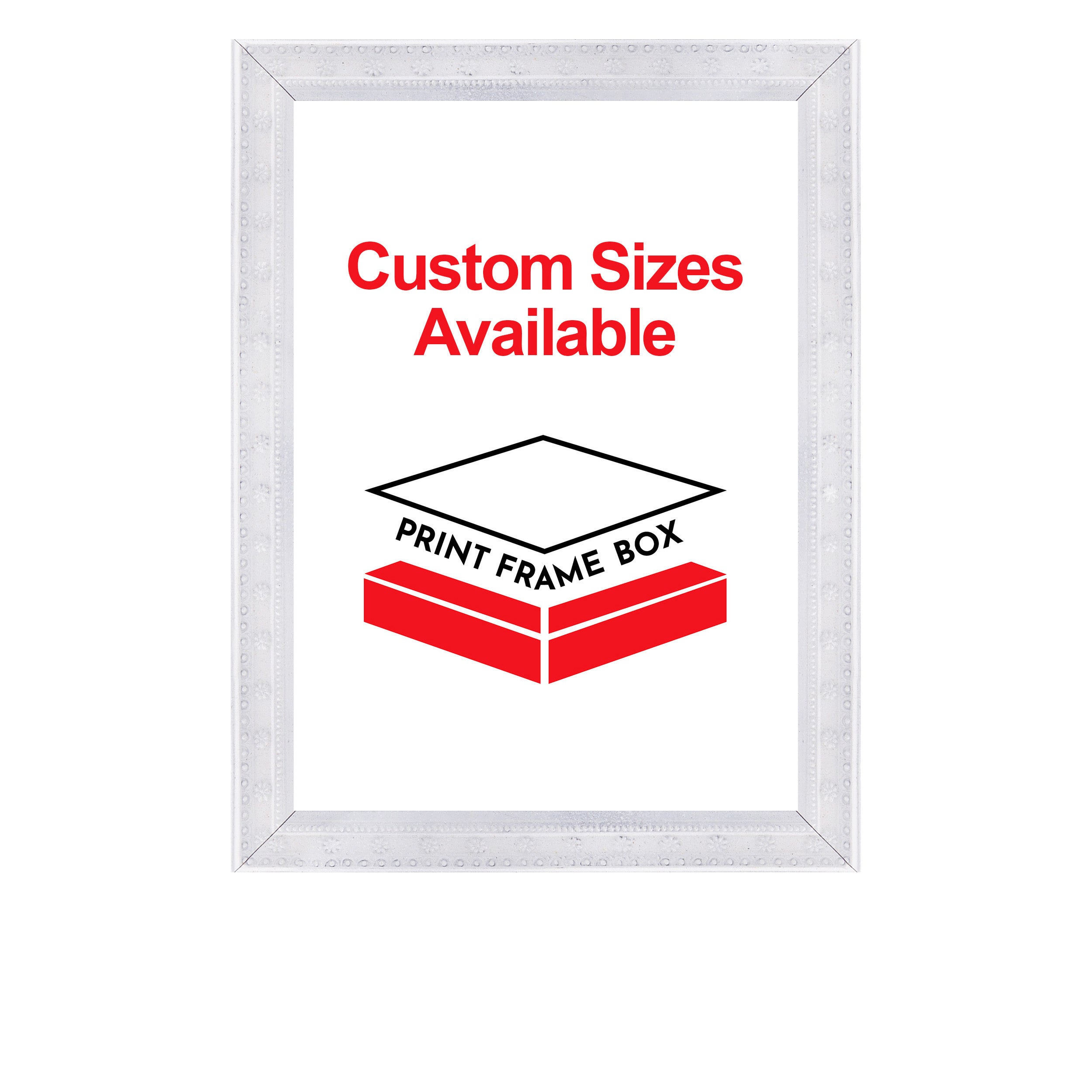 Hand Painted White Flower Ornate Wood Picture Frame