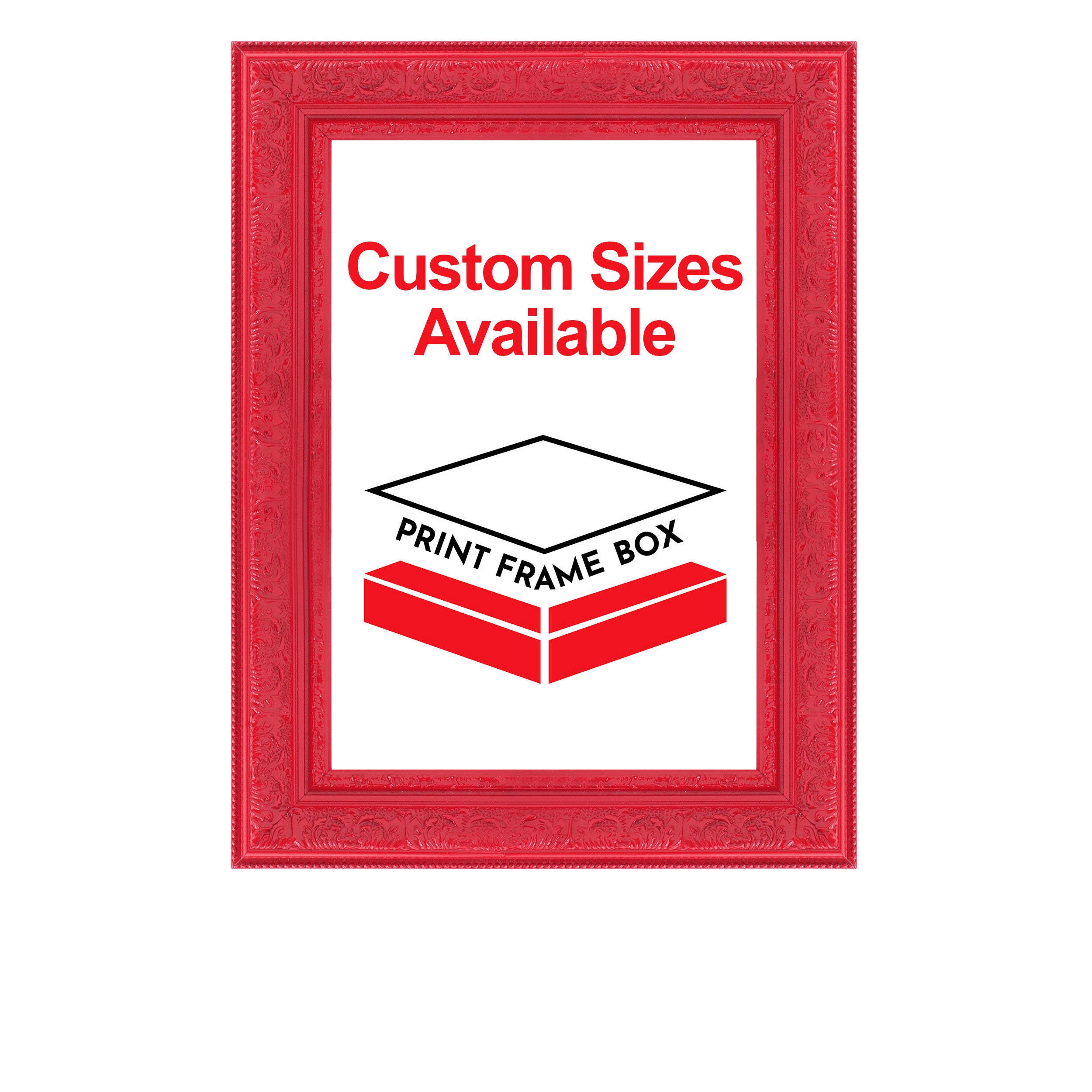 Hand Painted Red Ornate Wood Picture Frame