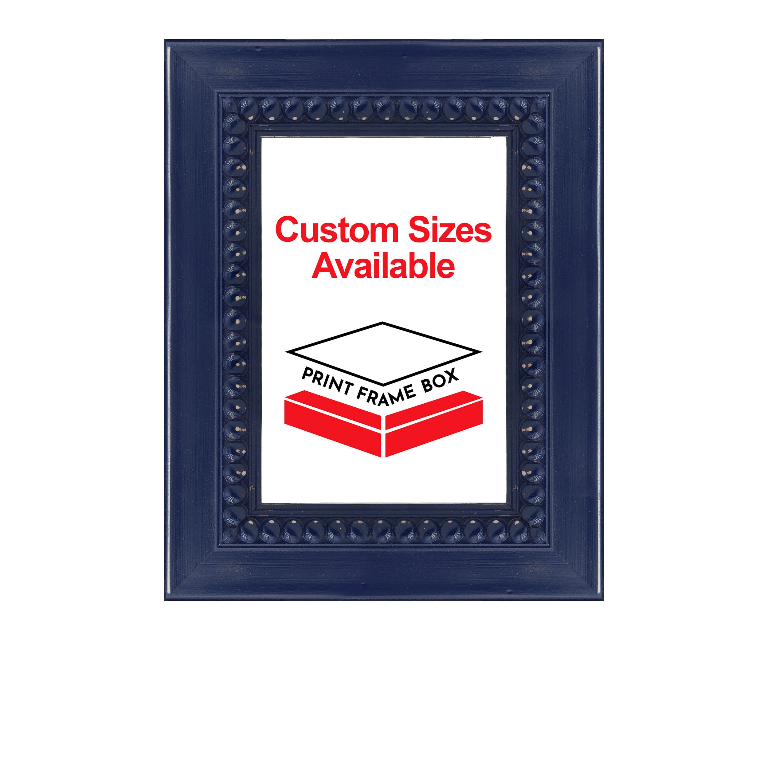Hand Painted Navy Beaded 2 1/2 Wide Wood Picture Frame