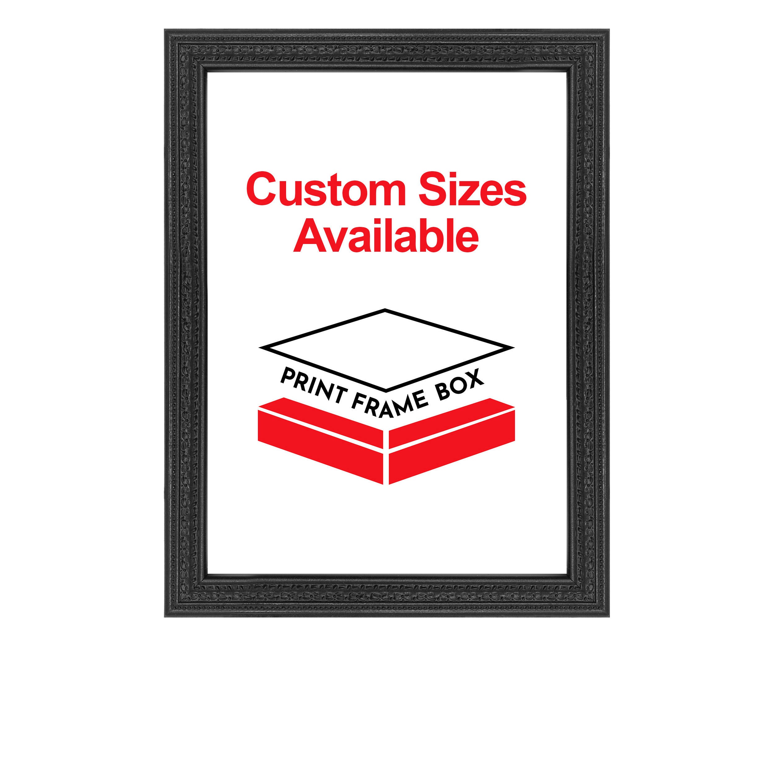 Hand Painted Black Bow Pattern Ornate Wood Picture Frame