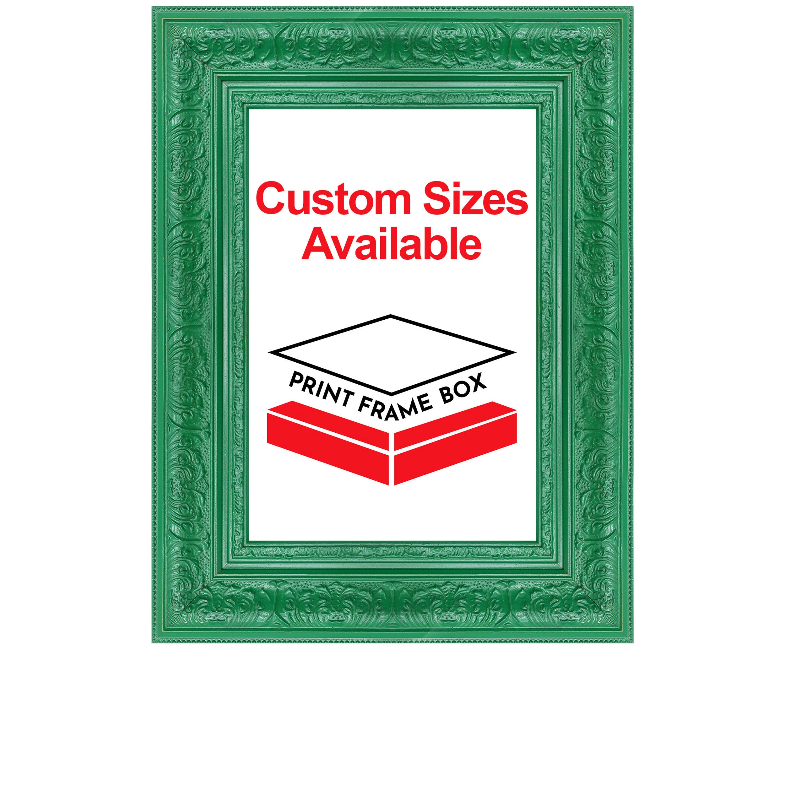 Hand Painted Green Ornate 2 1/4 Wide Wood Picture Frame