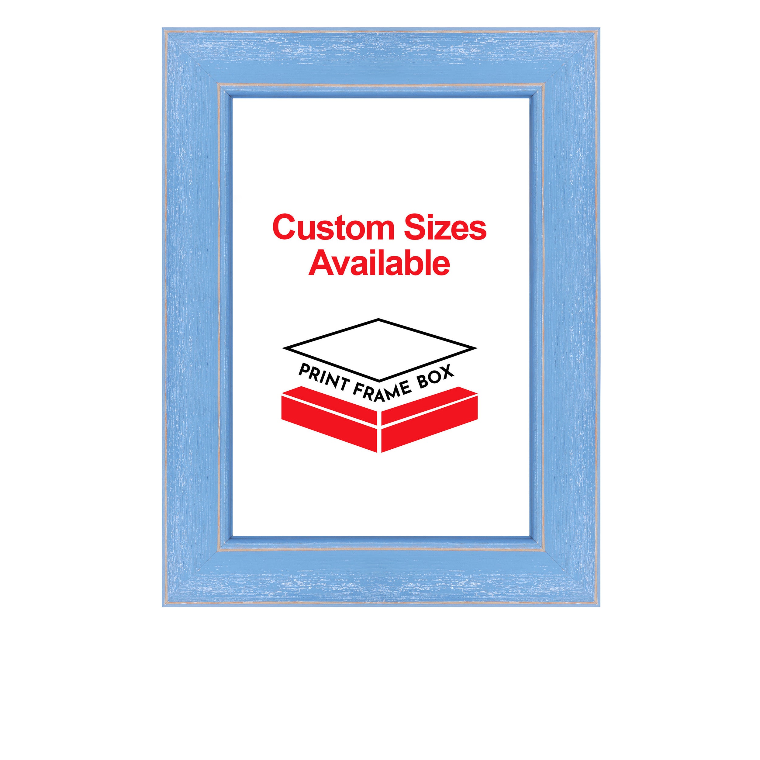 Hand Painted Light Blue Rustic Distressed Wood Picture Frame