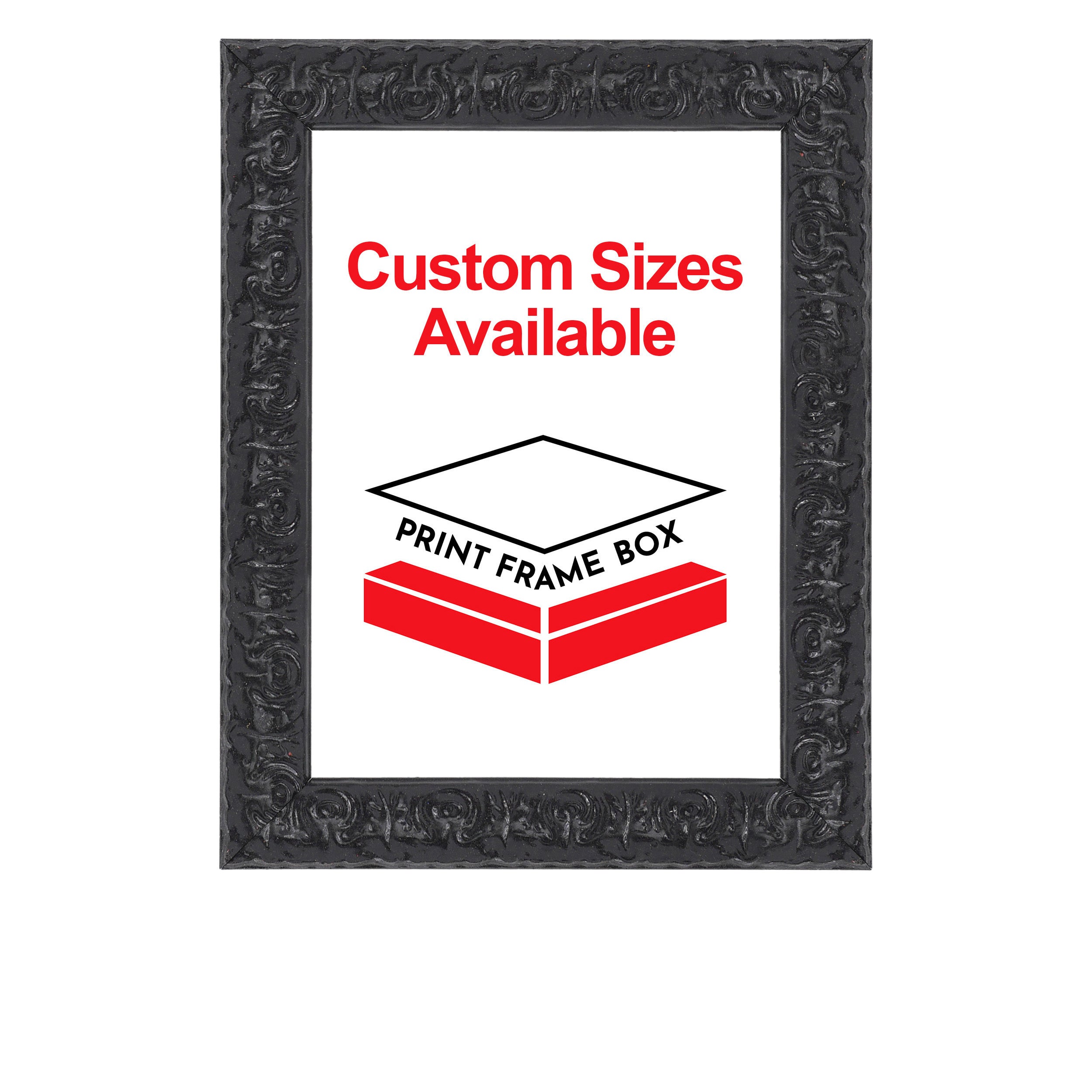 Hand Painted Black Ornate Wood Picture Frame