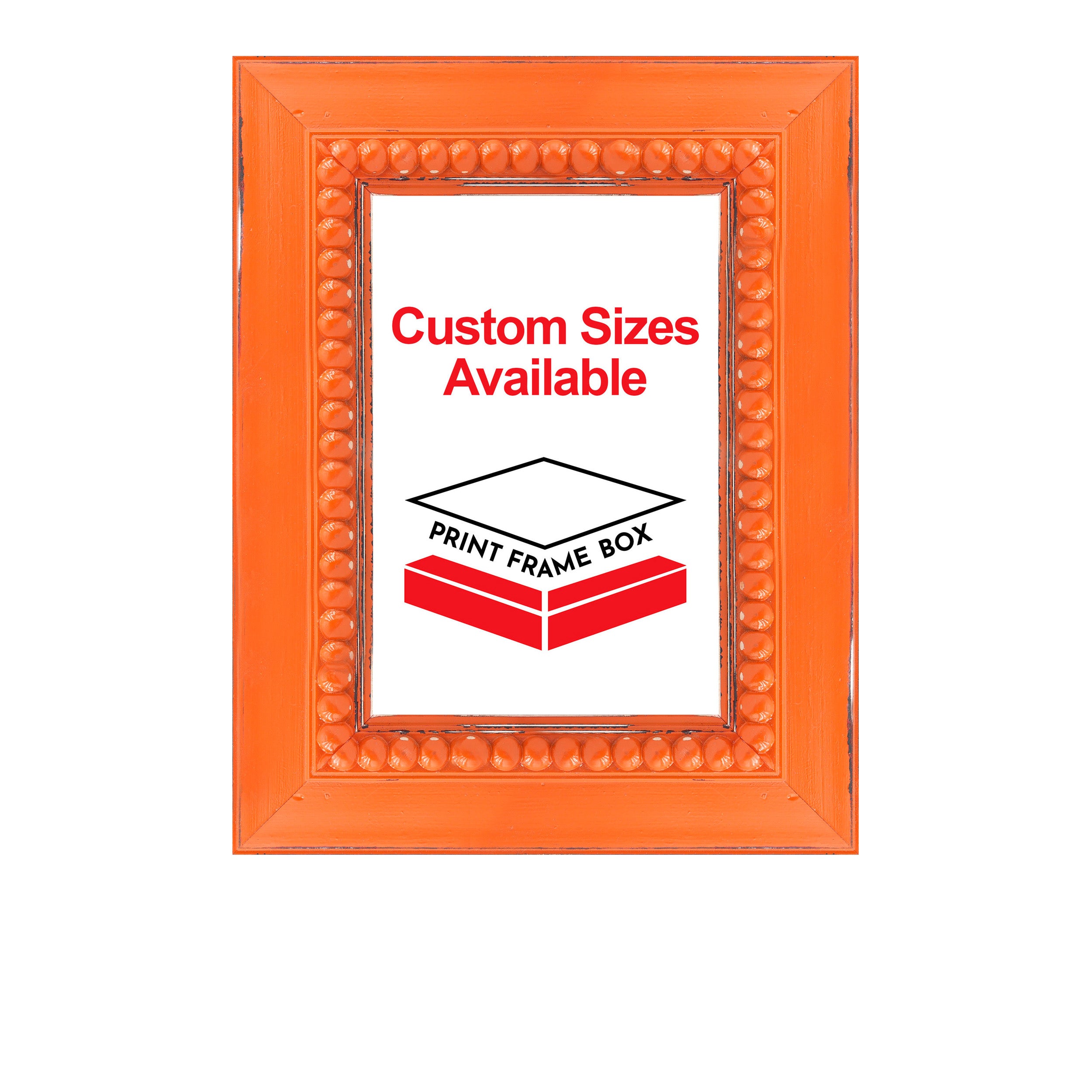 Hand Painted Orange Beaded 2 1/2 Wide Wood Picture Frame