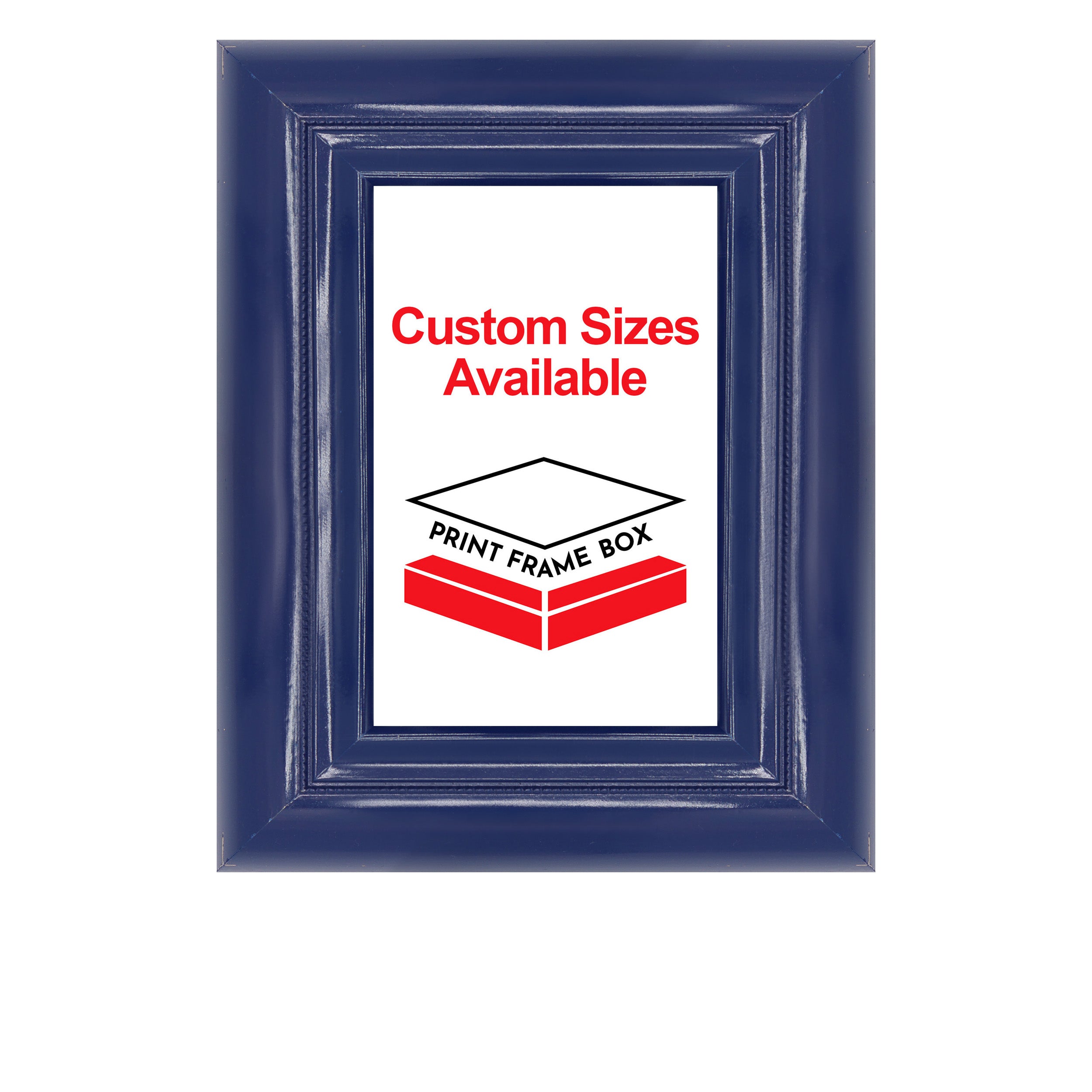 Hand Painted Navy Beaded 2 1/2 Wide Wood Picture Frame