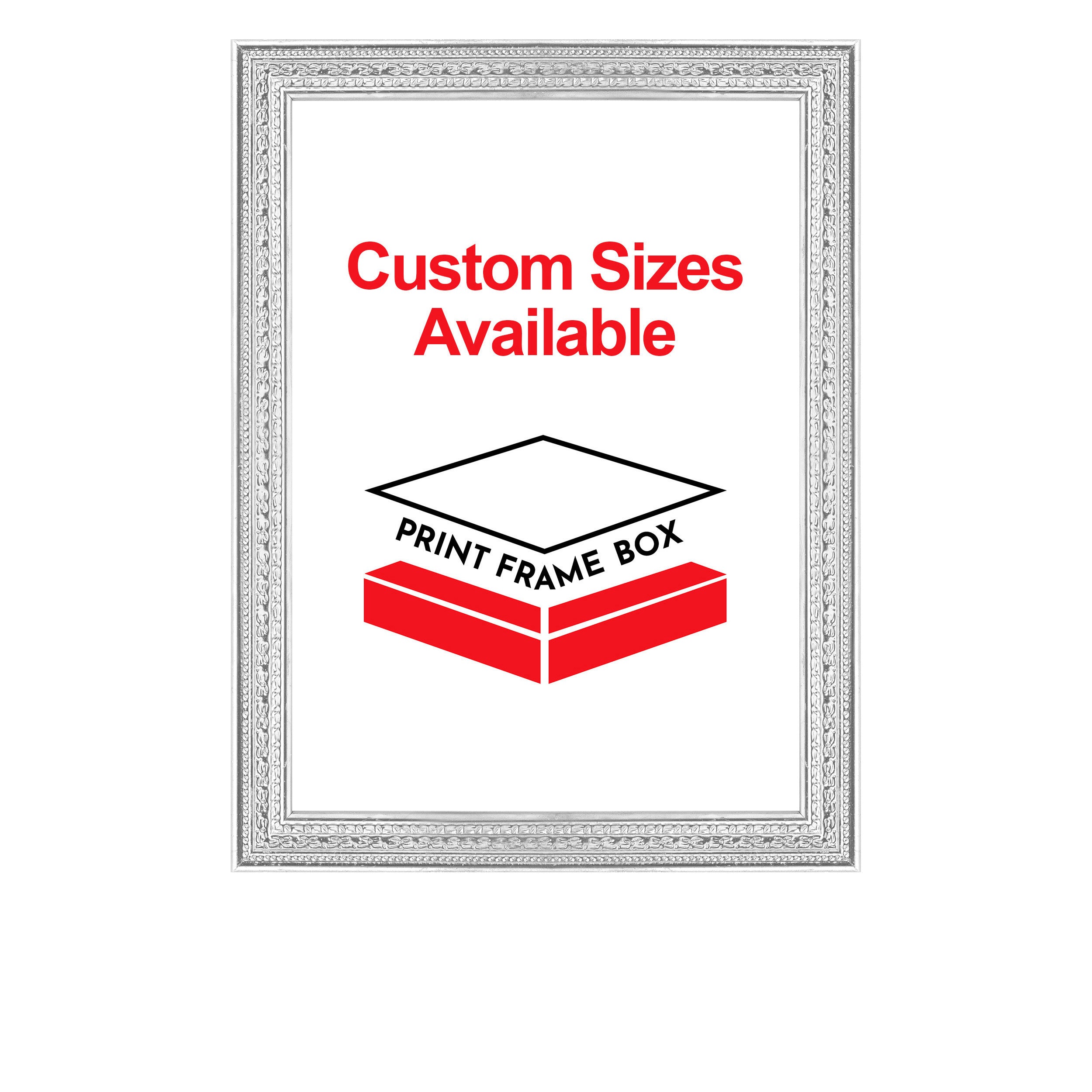 Hand Painted Metallic Silver Bow Pattern Ornate Wood Picture Frame