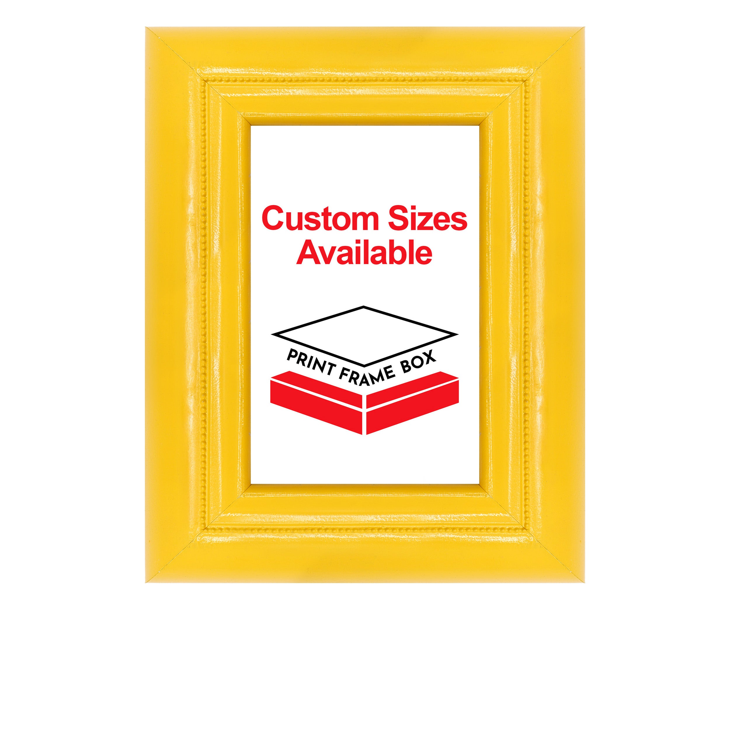 Hand Painted Yellow Beaded 2 1/2 Wide Wood Picture Frame