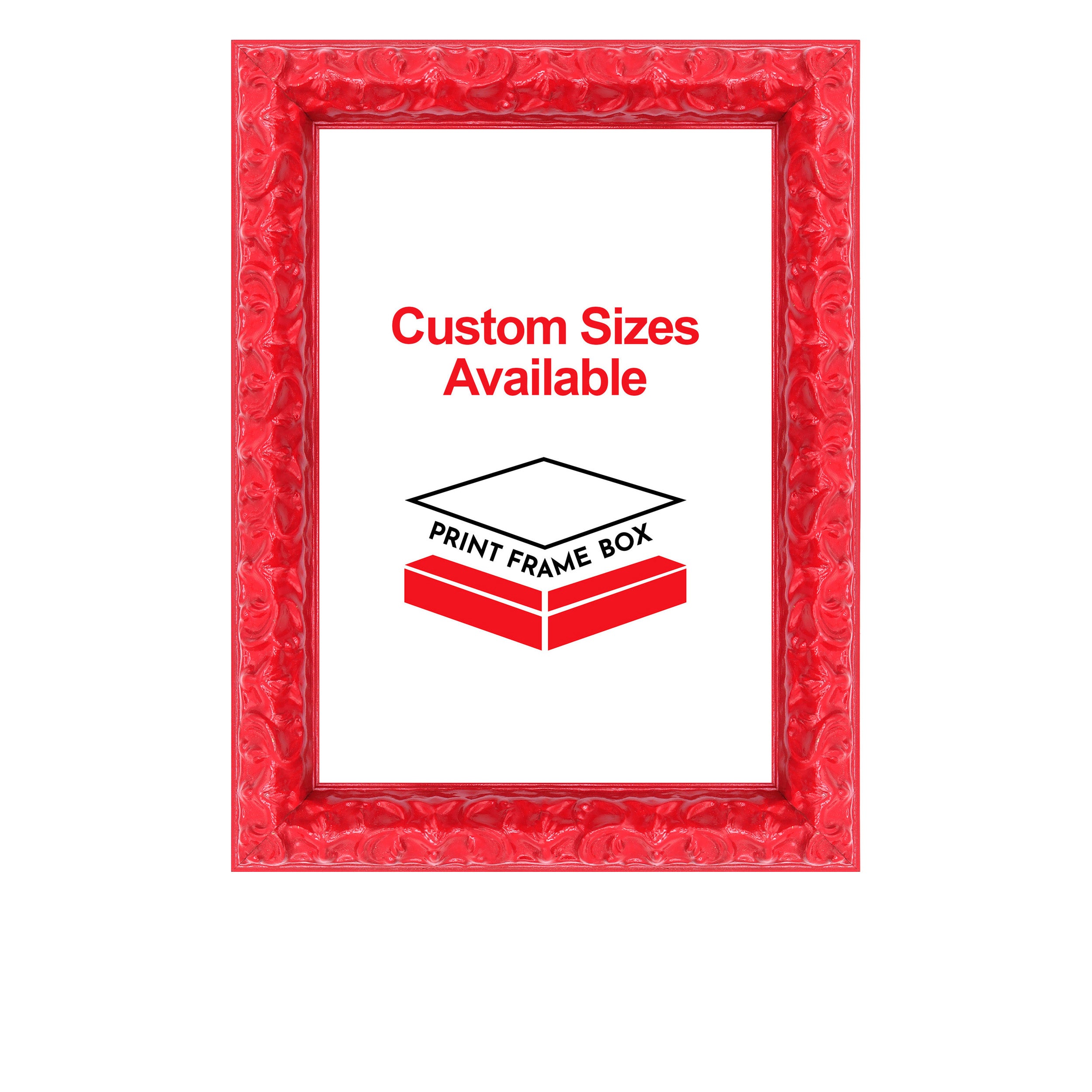 Hand Painted Red Ornate 1 3/8 Wide Wood Picture Frame