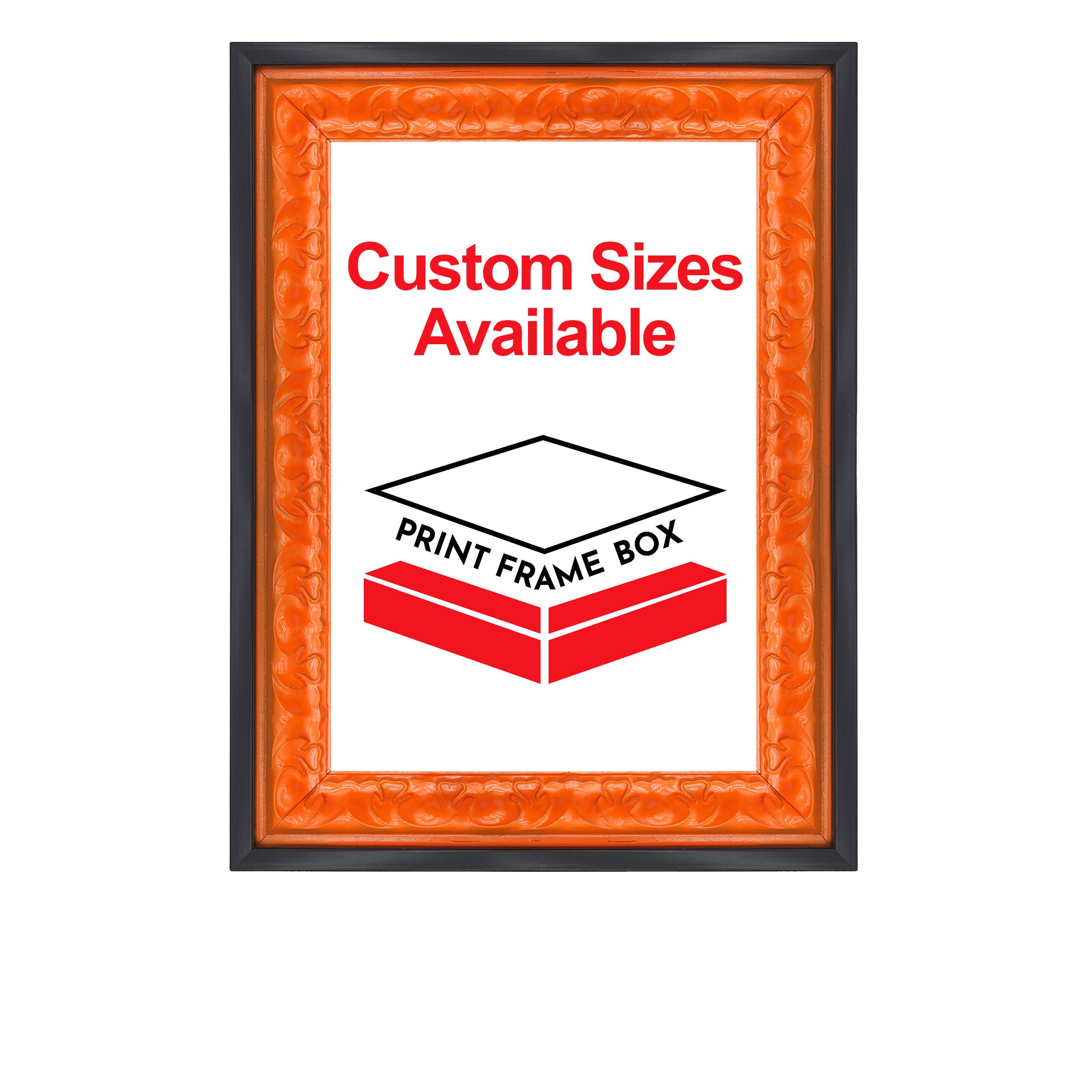 Hand Painted Orange Ornate 1 1/2 Wide Wood Picture Frame