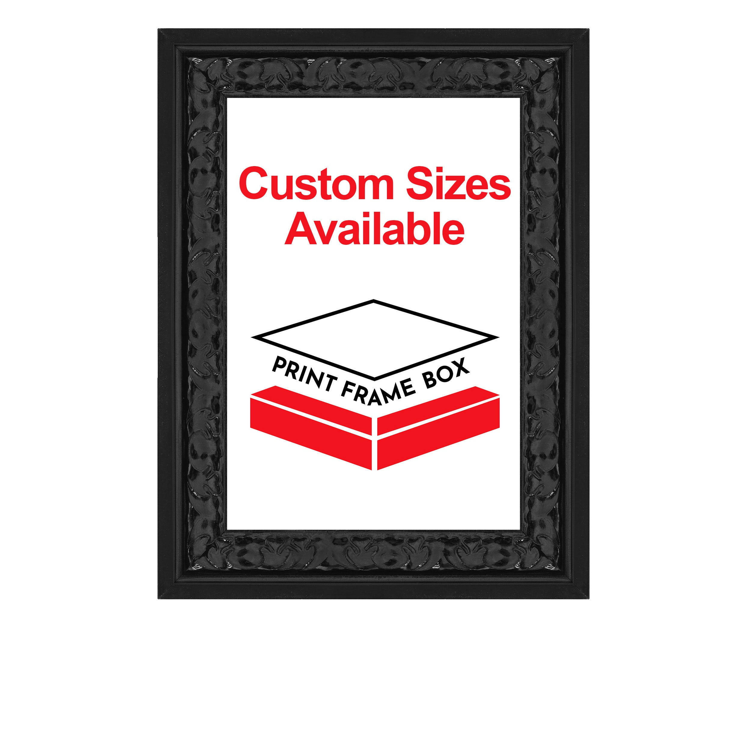 Hand Painted Black Ornate 1 1/2 Wide Wood Picture Frame
