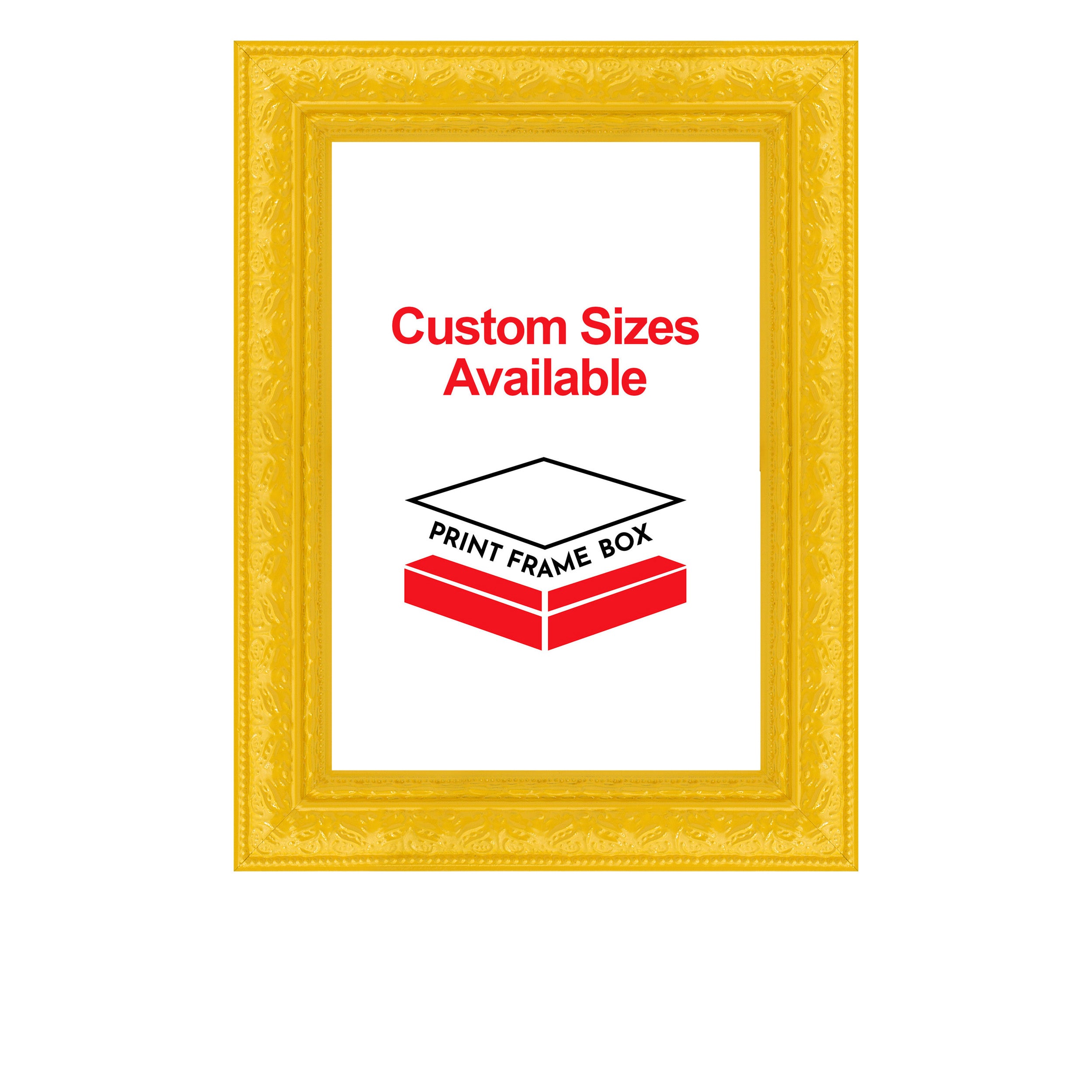 Hand Painted Yellow Ornate 1 3/8 Wide Wood Picture Frame
