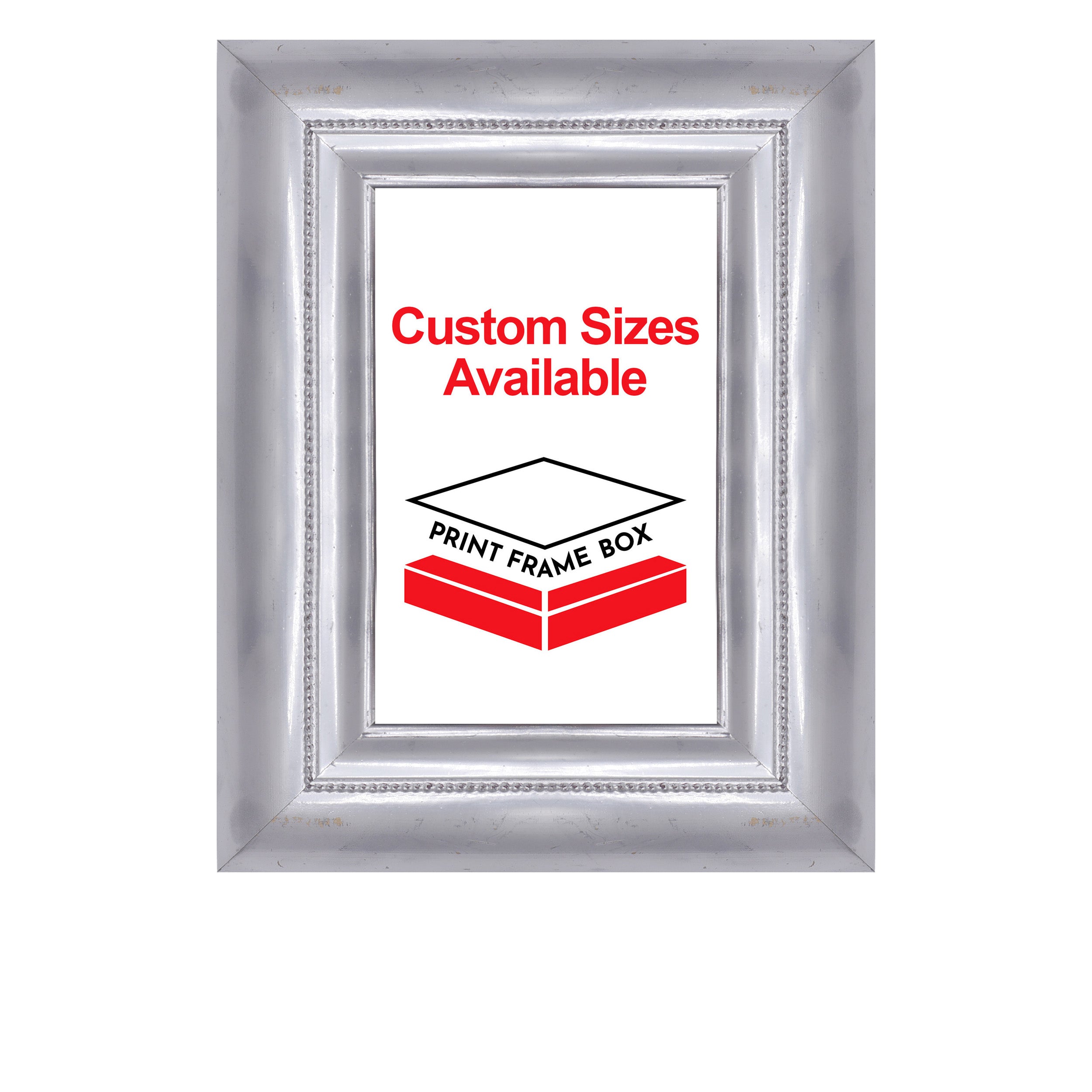 Hand Painted Metallic Silver Beaded 2 1/2 Wide Wood Picture Frame