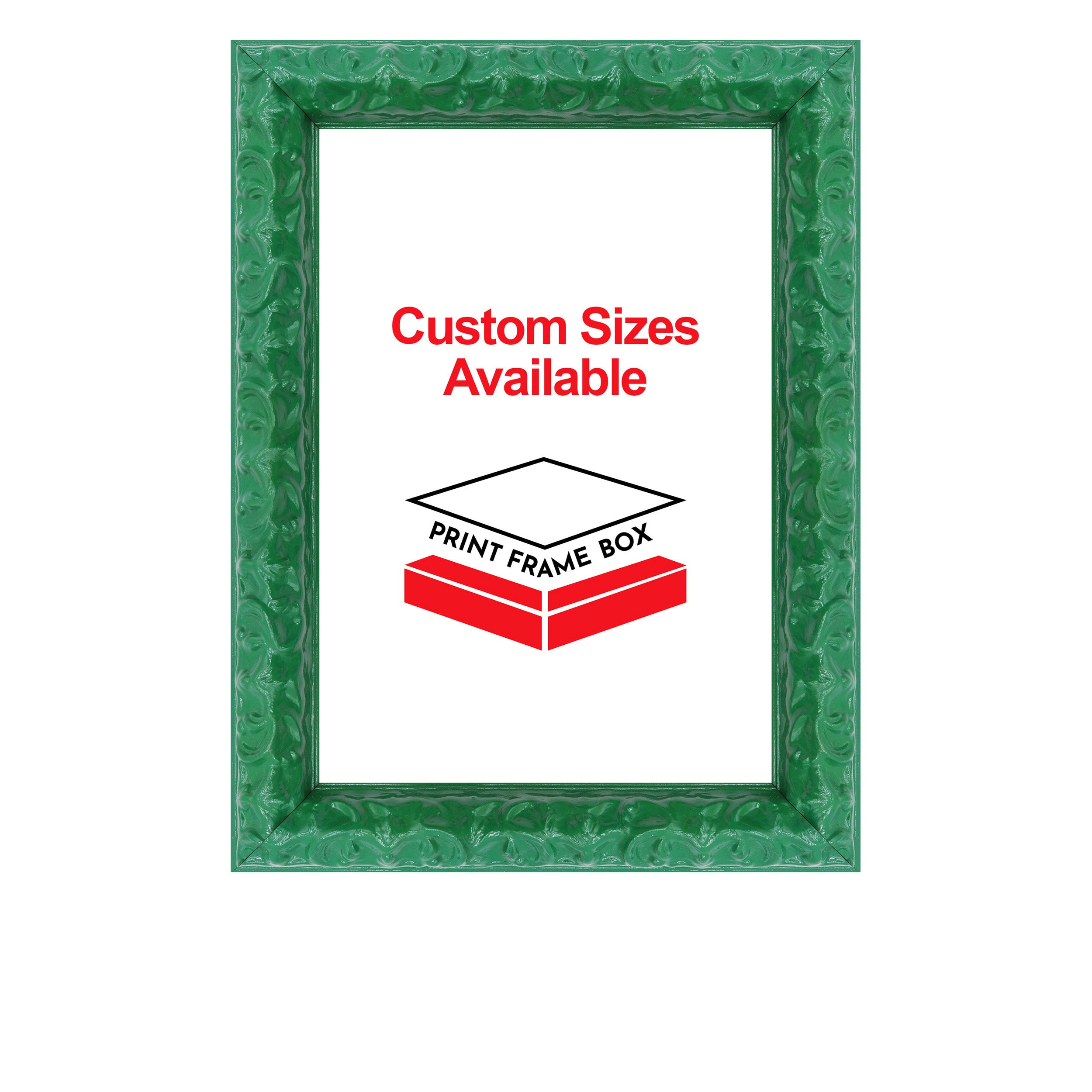 Hand Painted Green Ornate 1 3/8 Wide Wood Picture Frame