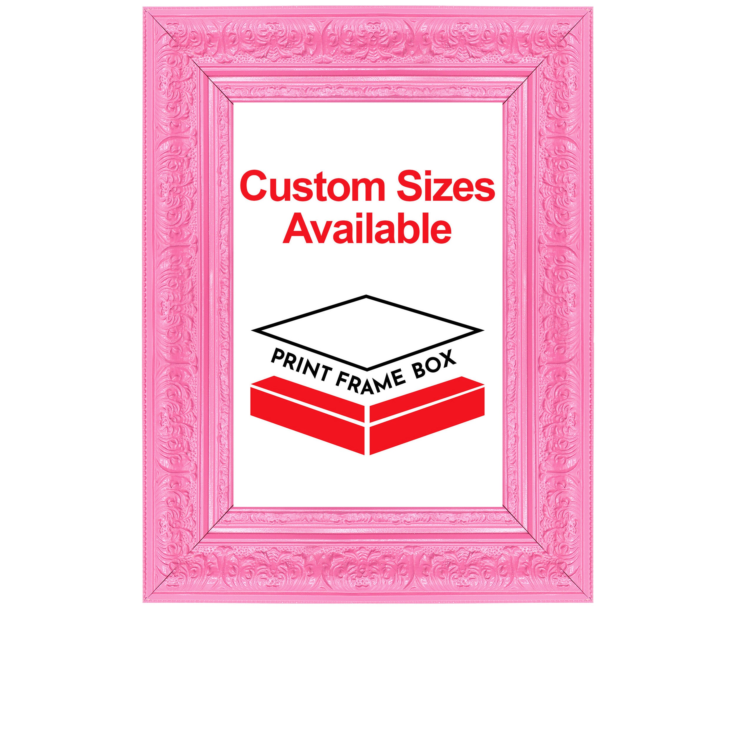 Hand Painted Pink Ornate 2 1/4 Wide Wood Picture Frame