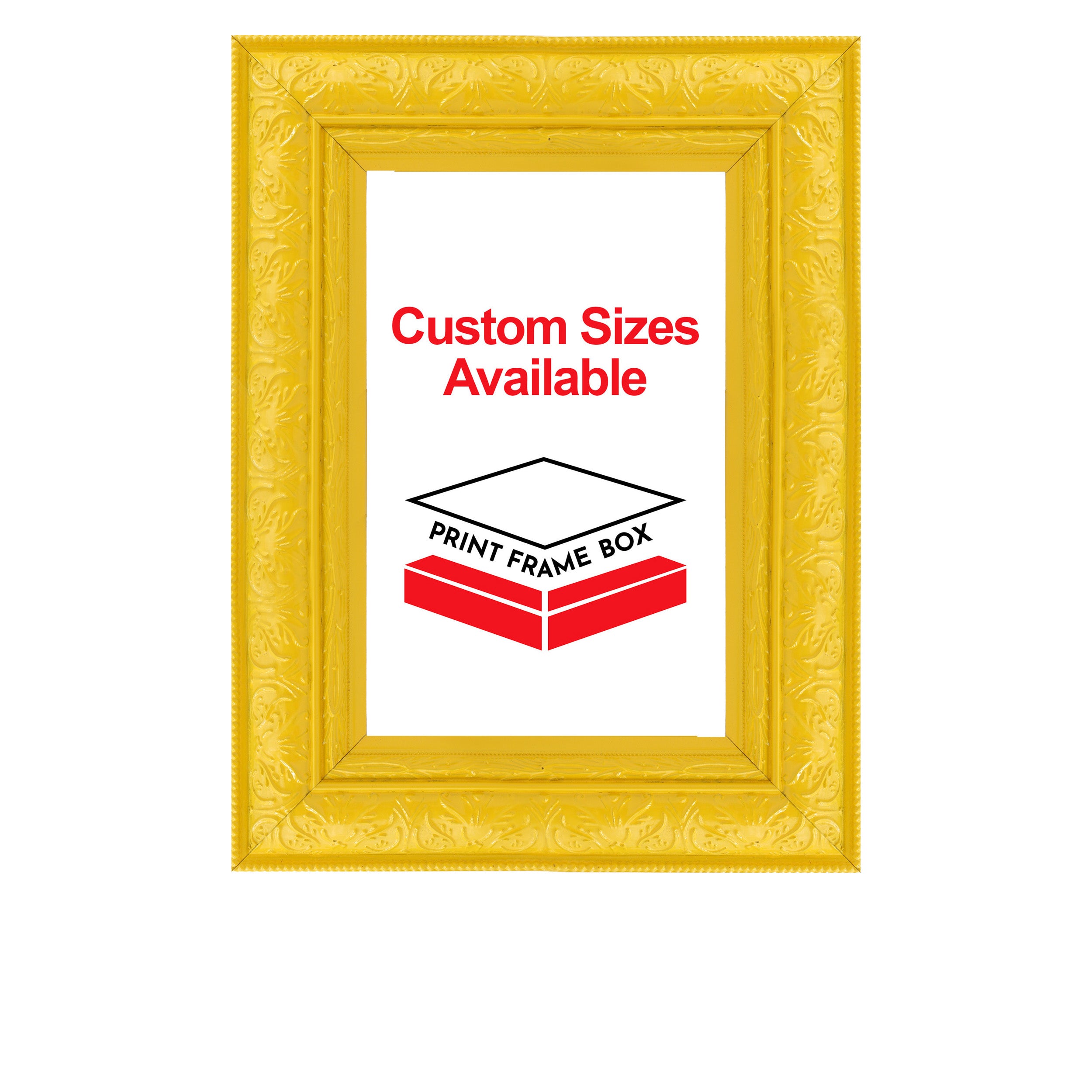 Hand Painted Yellow Ornate 2 1/2 Wide Wood Picture Frame