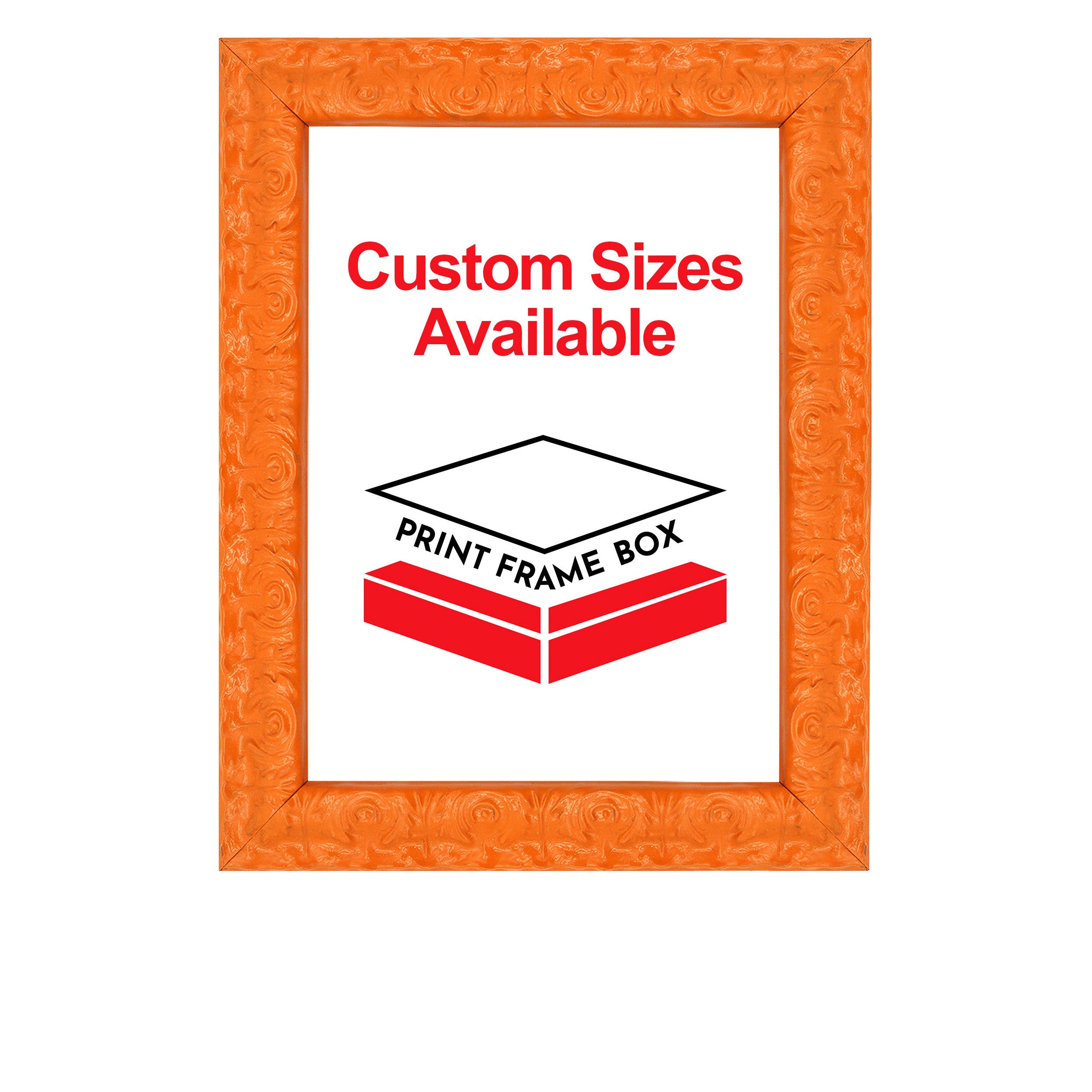 Hand Painted Orange Ornate Wood Picture Frame