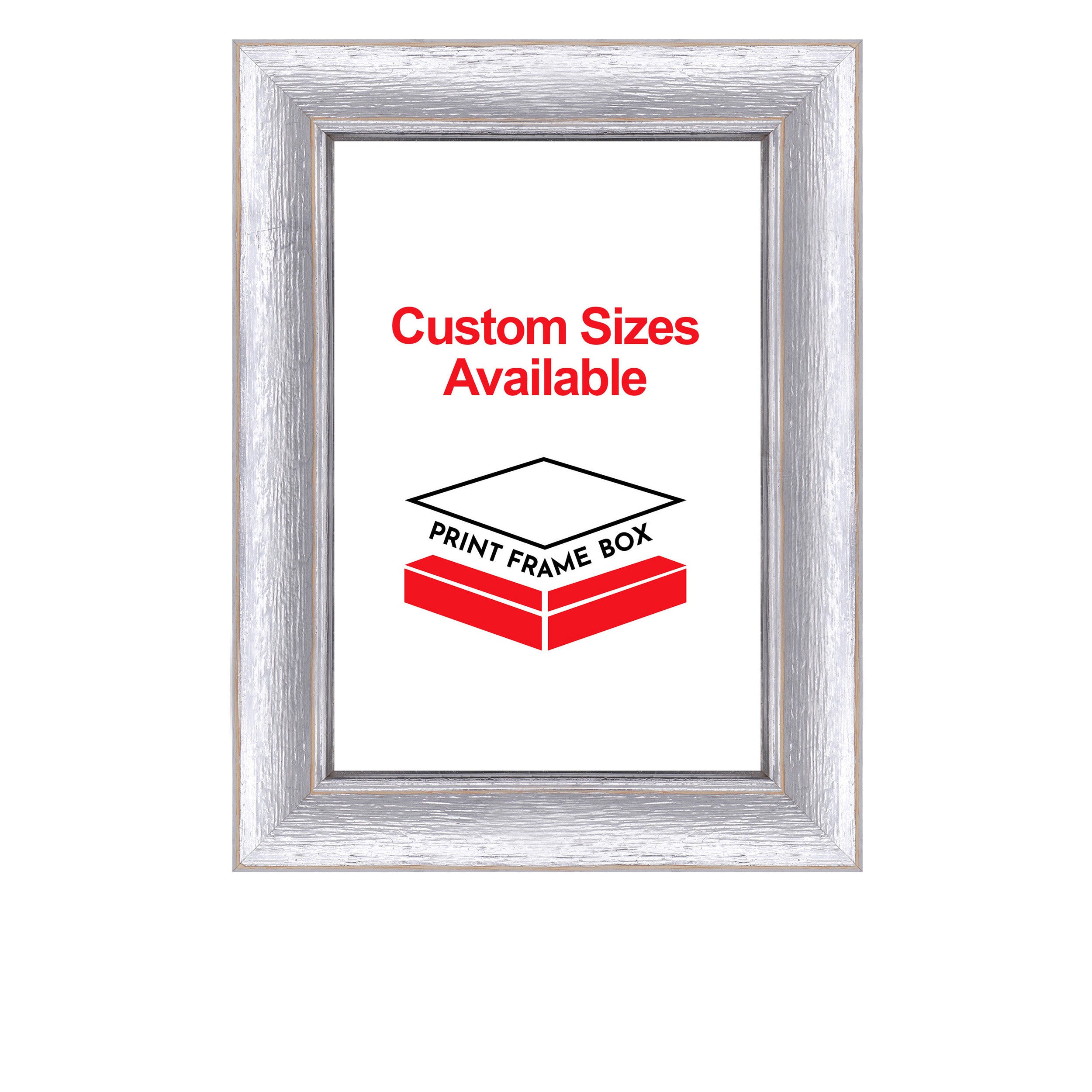 Hand Painted Metallic Silver Rustic Distressed Wood Picture Frame