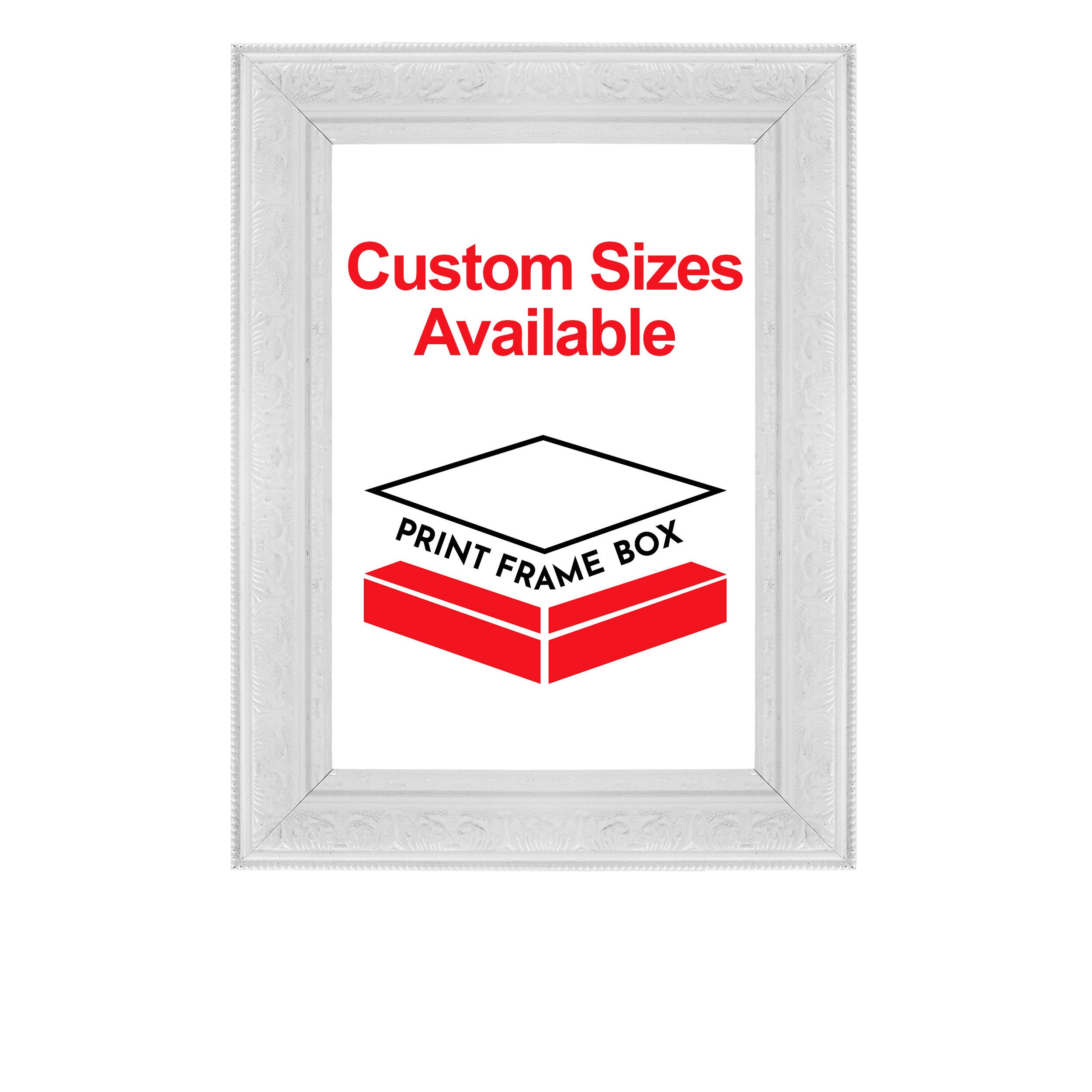 Hand Painted White Ornate Wood Picture Frame