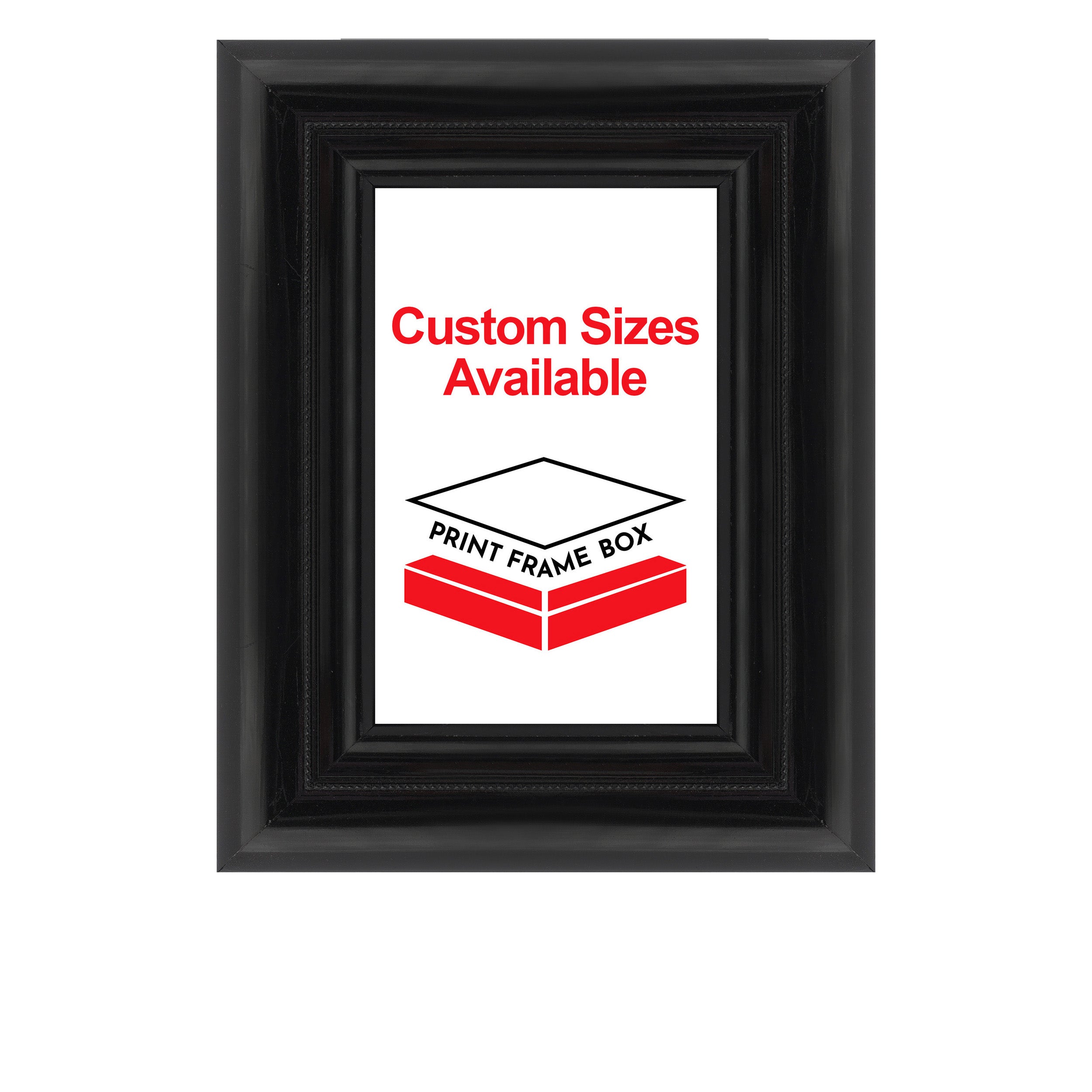 Hand Painted Black Beaded 2 1/2 Wide Wood Picture Frame