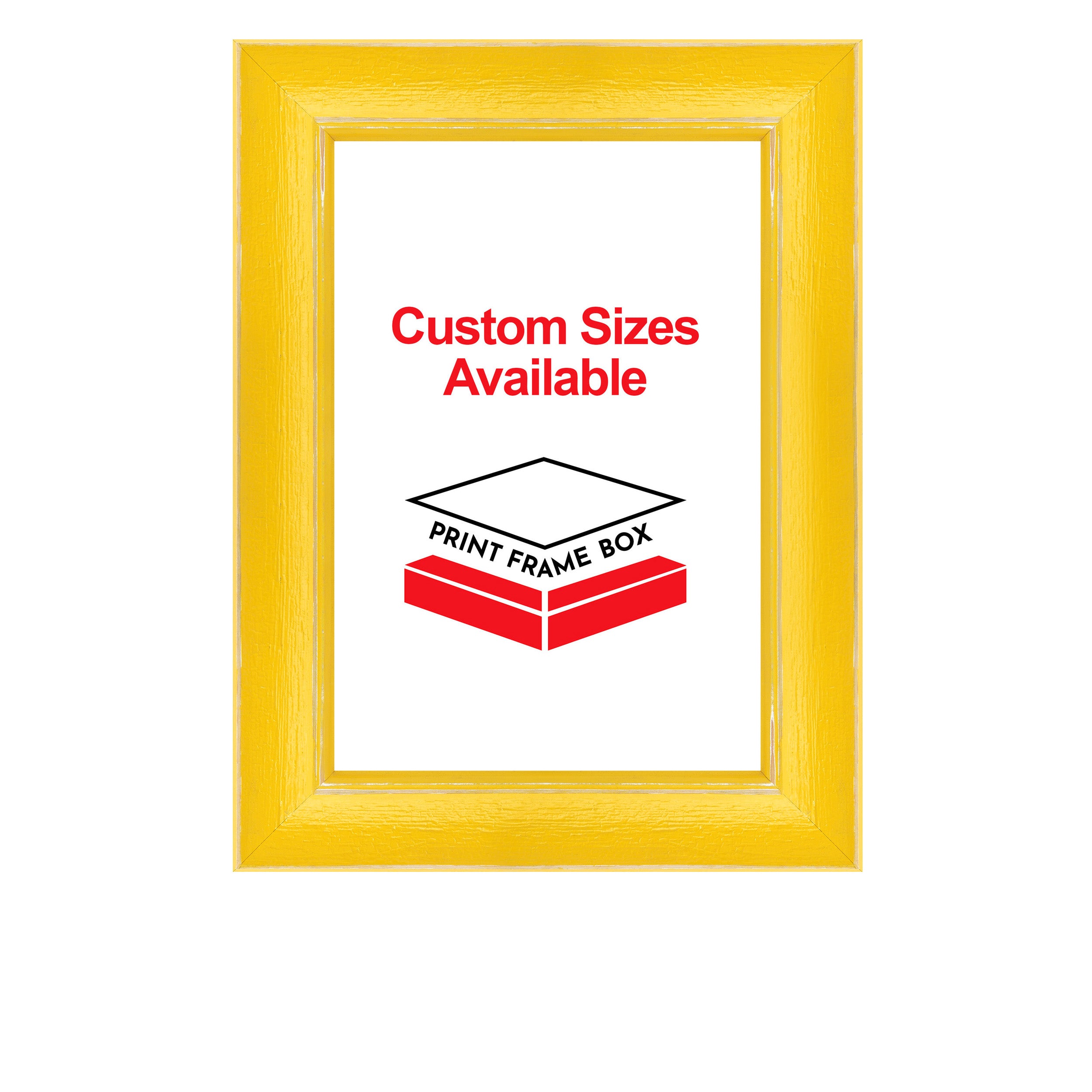 Hand Painted Yellow Rustic Distressed Wood Picture Frame