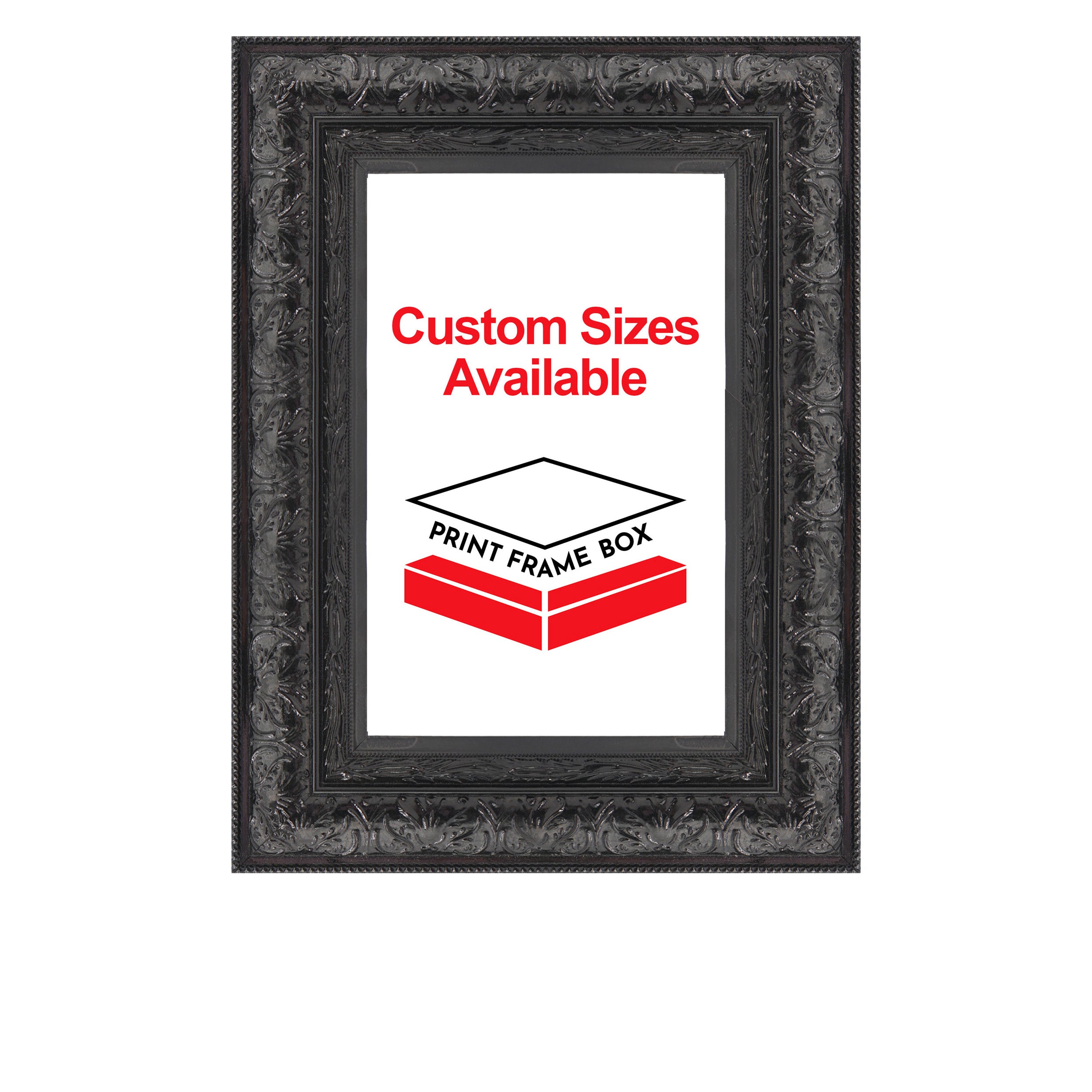 Hand Painted Black Ornate 2 1/2 Wide Wood Picture Frame