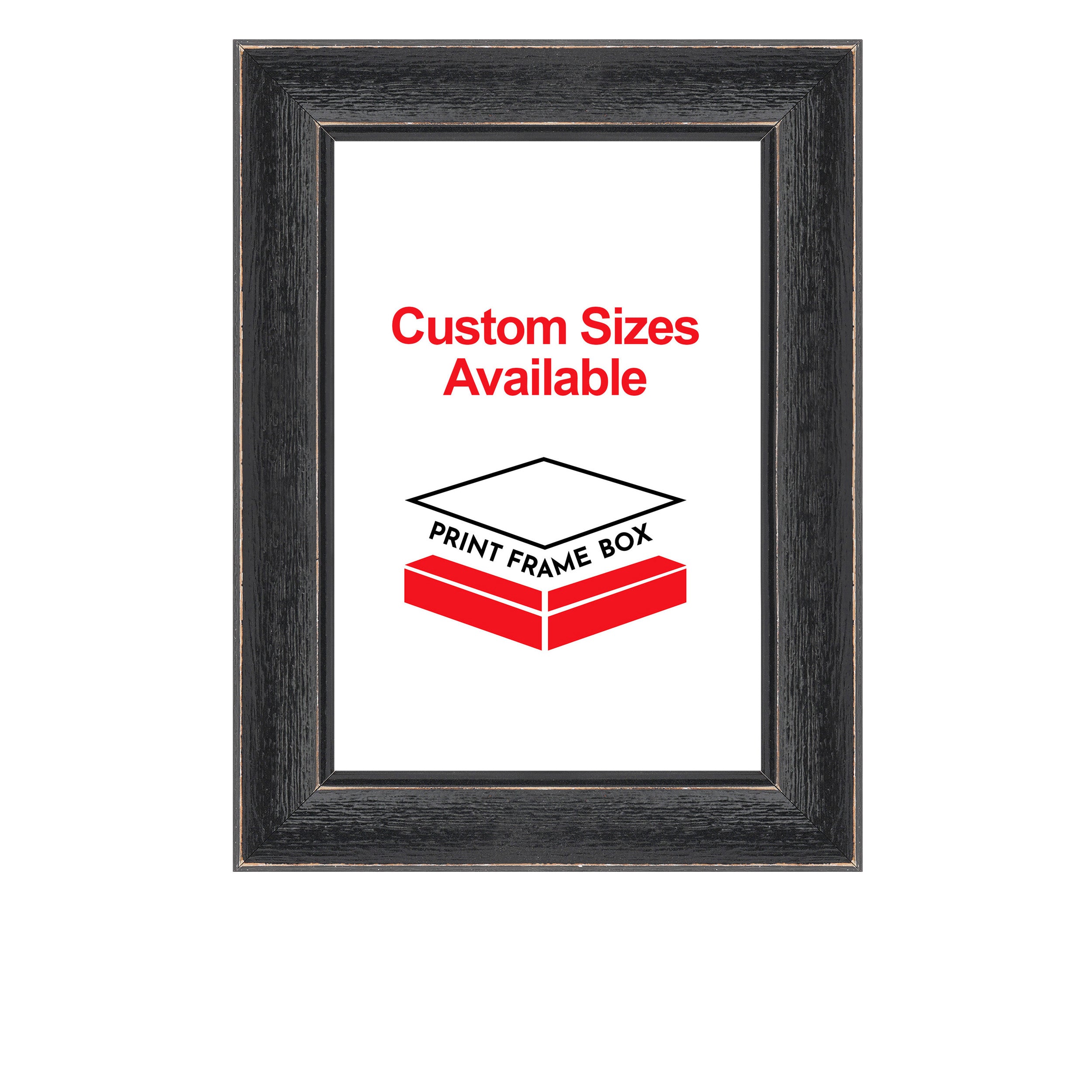 Hand Painted Black Rustic Distressed Wood Picture Frame