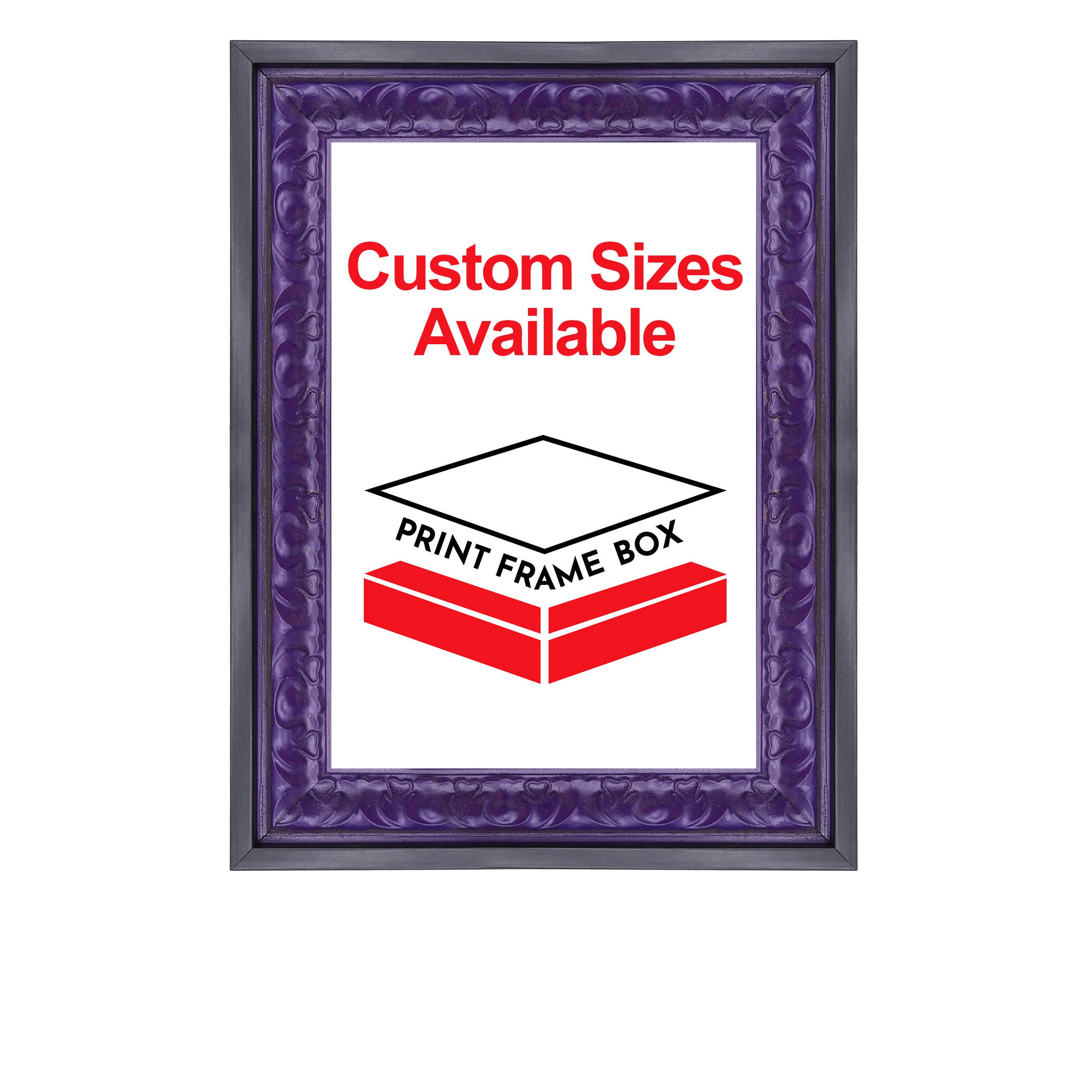 Hand Painted Purple Ornate 1 1/2 Wide Wood Picture Frame