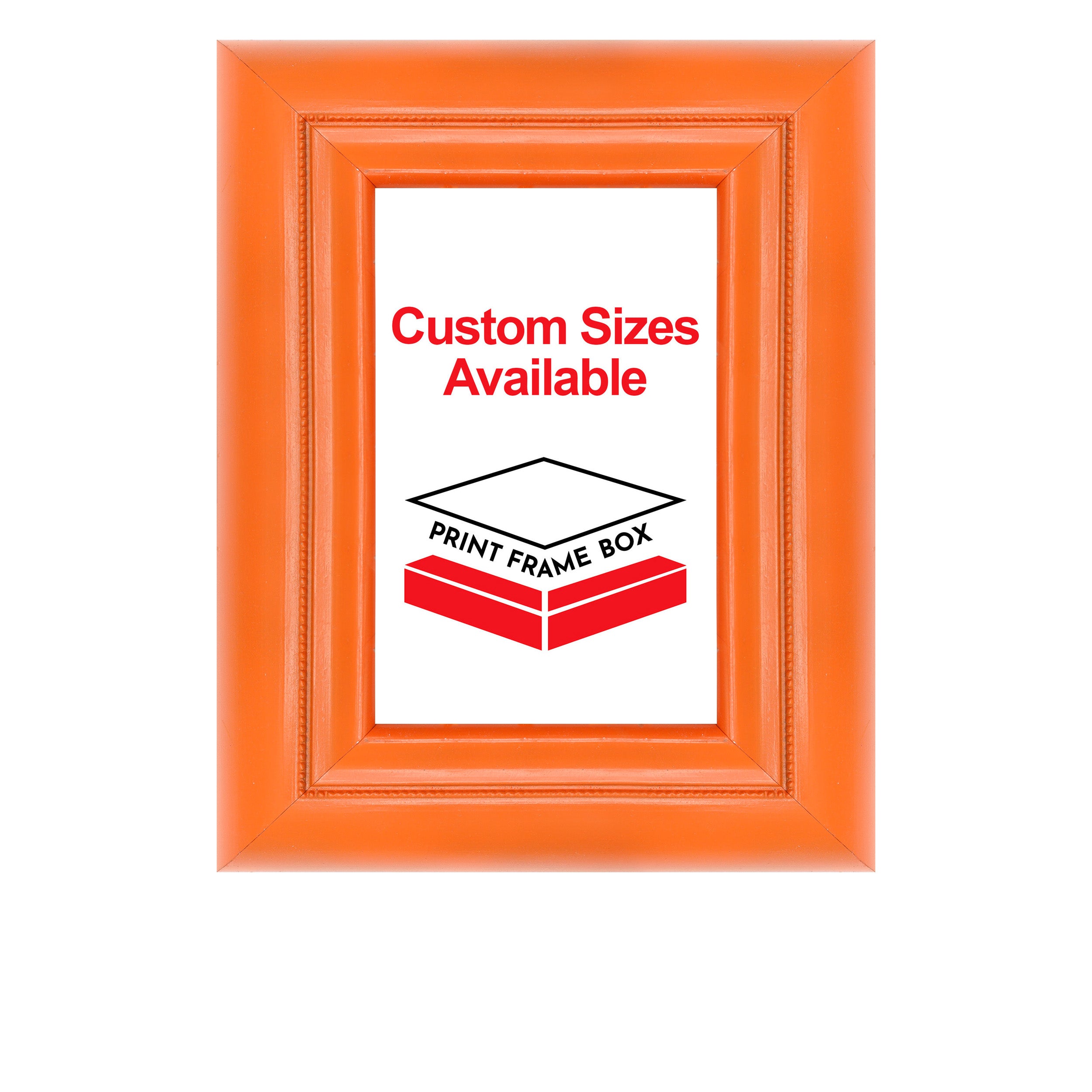 Hand Painted Orange Beaded 2 1/2 Wide Wood Picture Frame