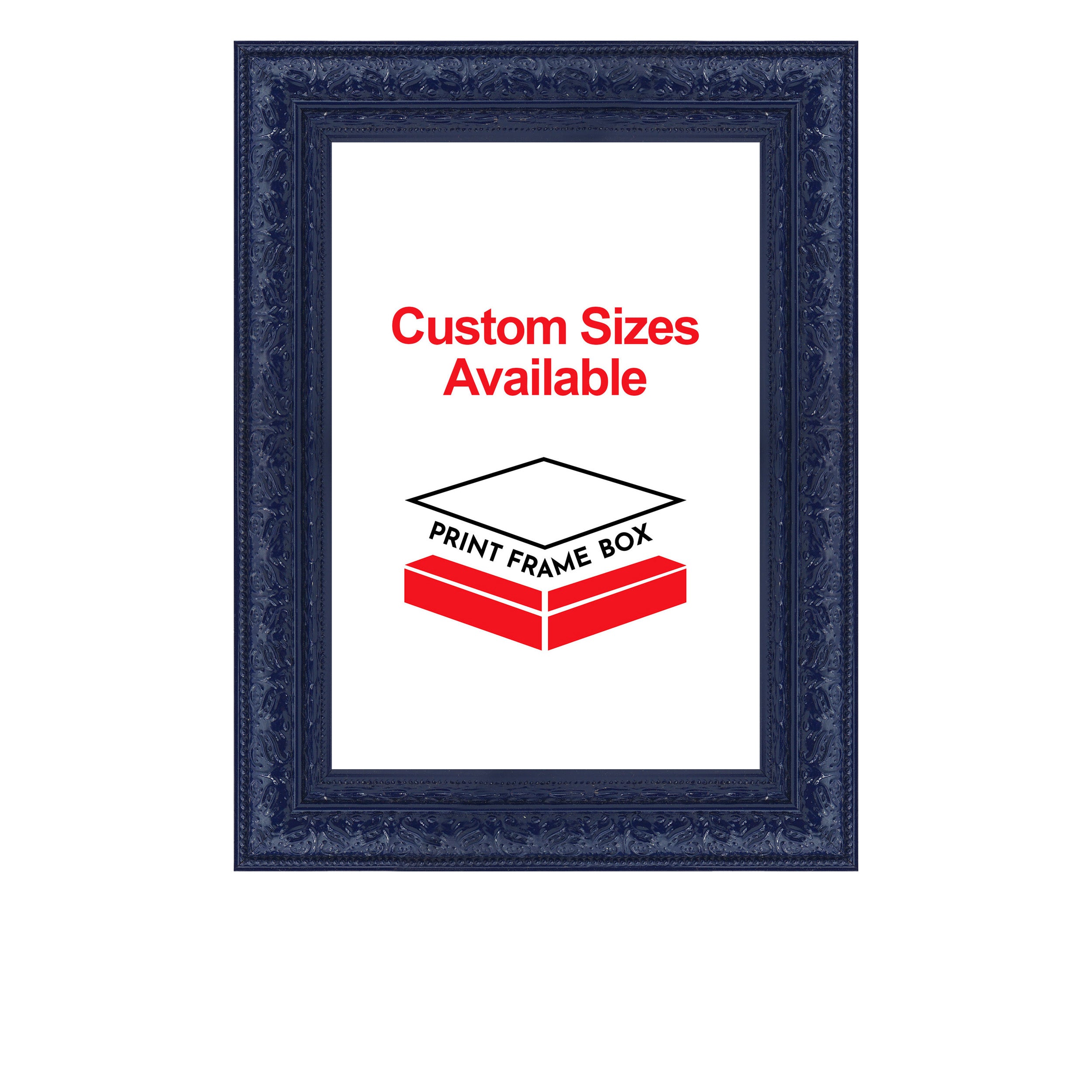Hand Painted Navy Ornate 1 3/8 Wide Wood Picture Frame