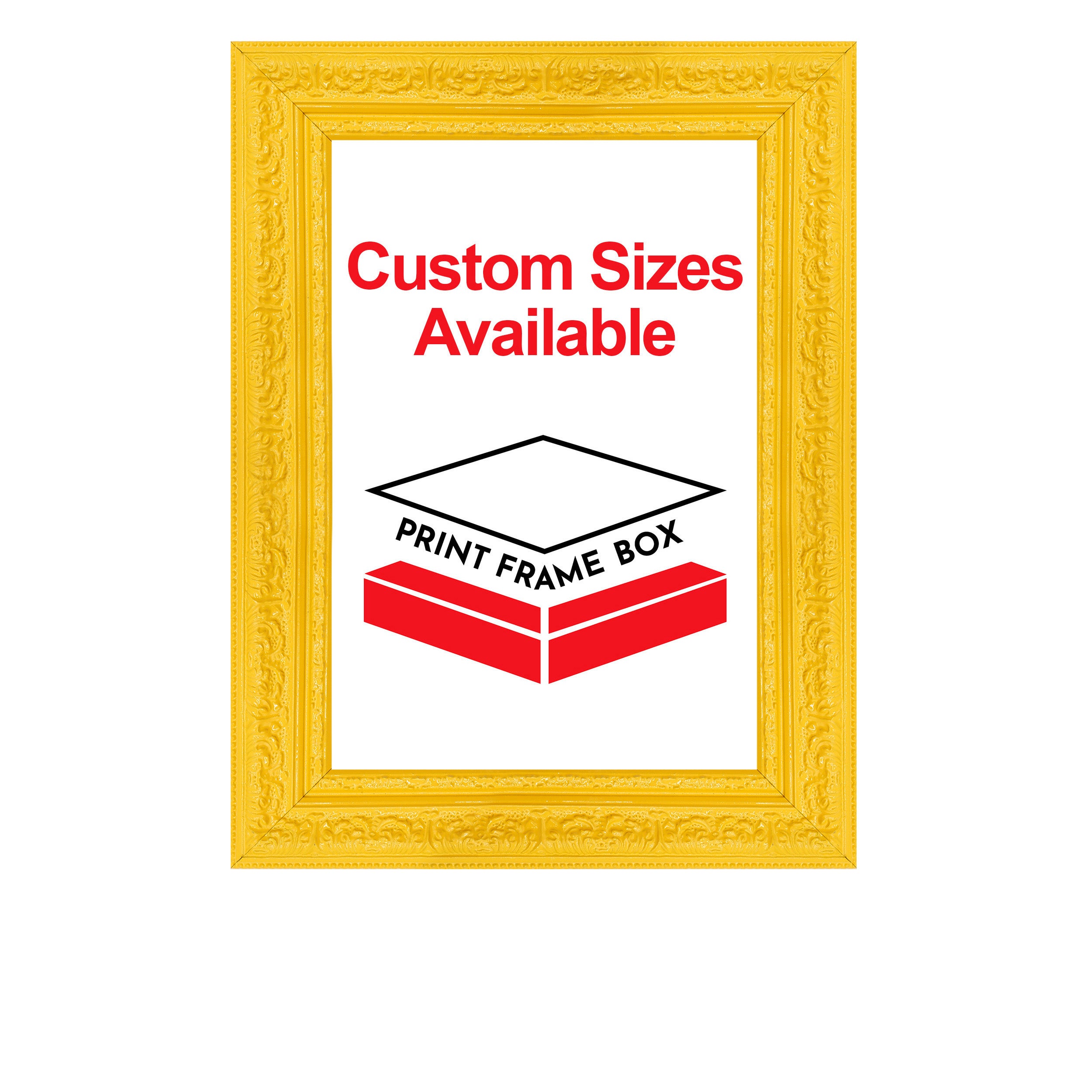 Hand Painted Yellow Ornate Wood Picture Frame