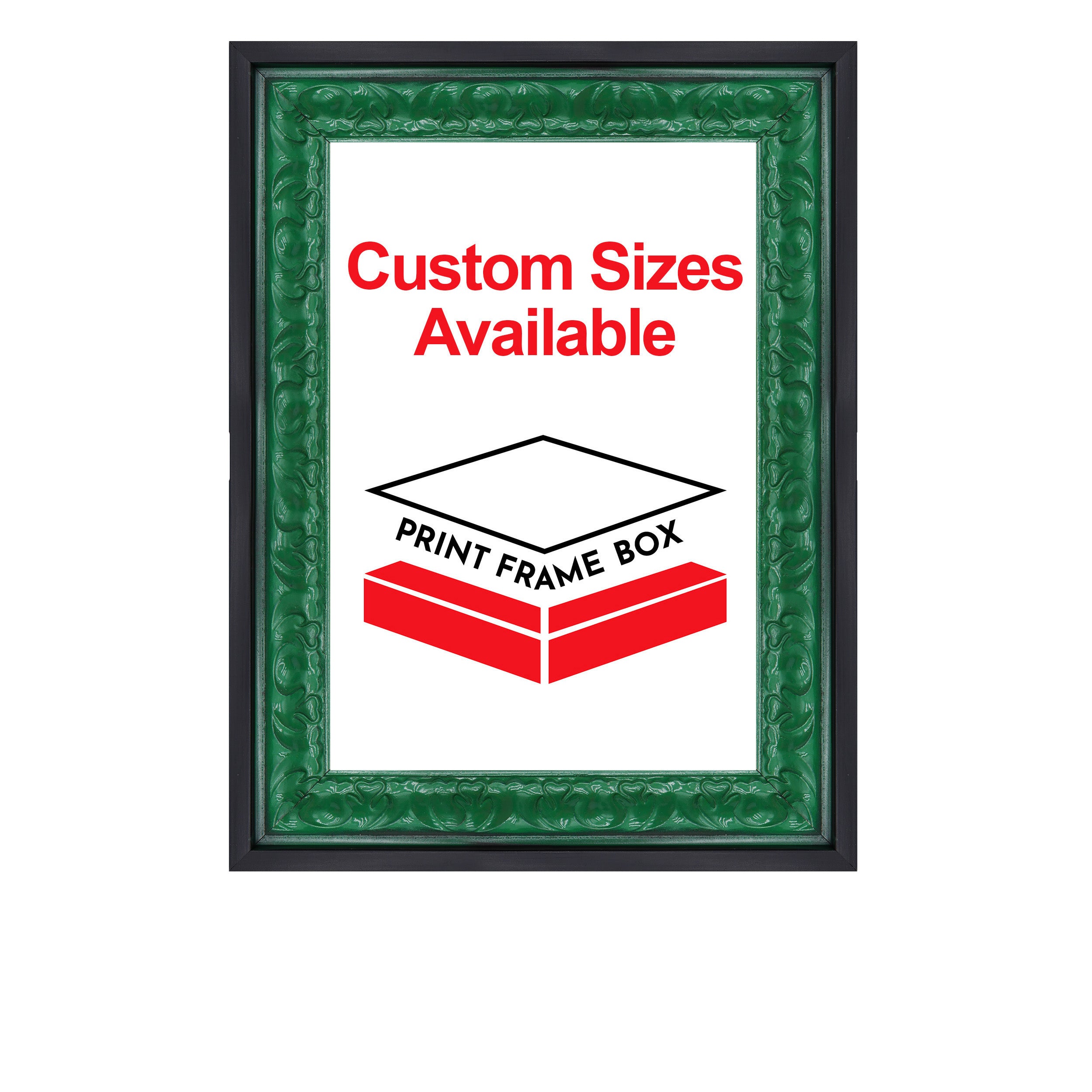 Hand Painted Green Ornate 1 1/2 Wide Wood Picture Frame