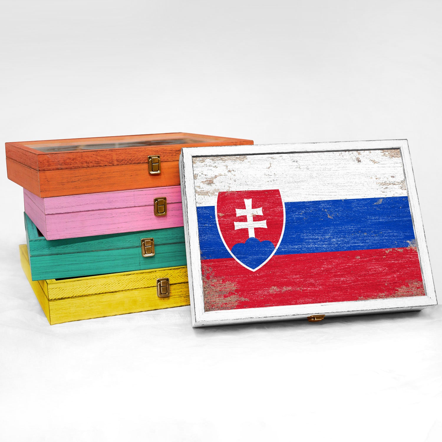 Slovakia Wood Flag Frame Keepsake Box