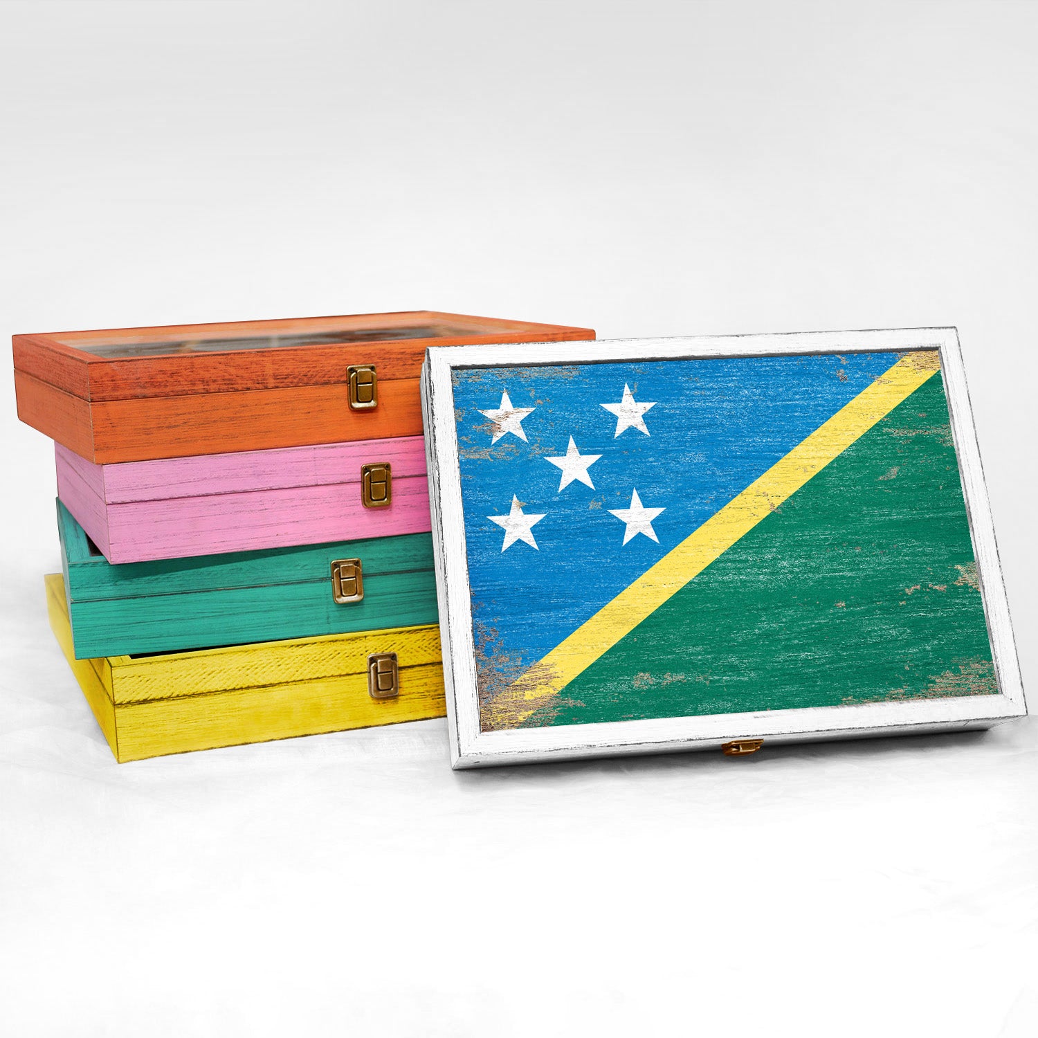 Solomon Wood Flag Frame Keepsake Box