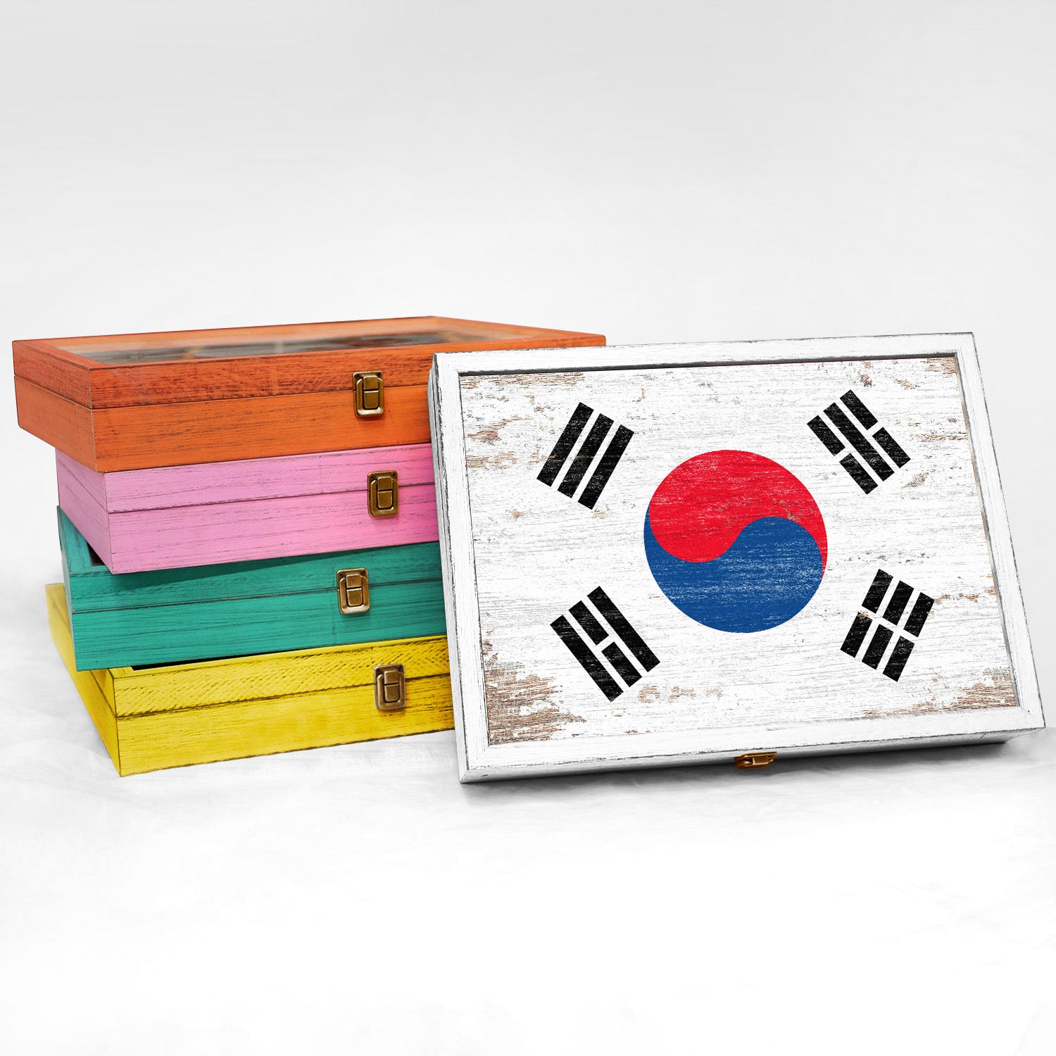 South Korea Wood Flag Frame Keepsake Box