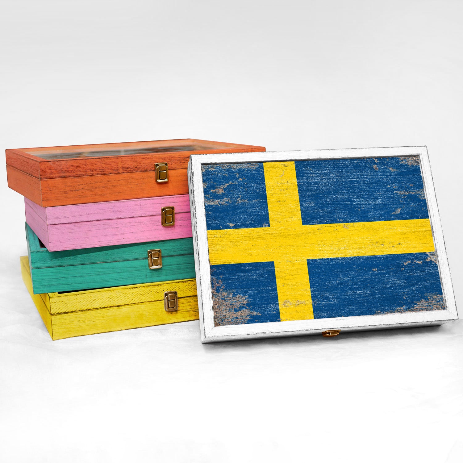 Sweden Wood Flag Keepsake Box