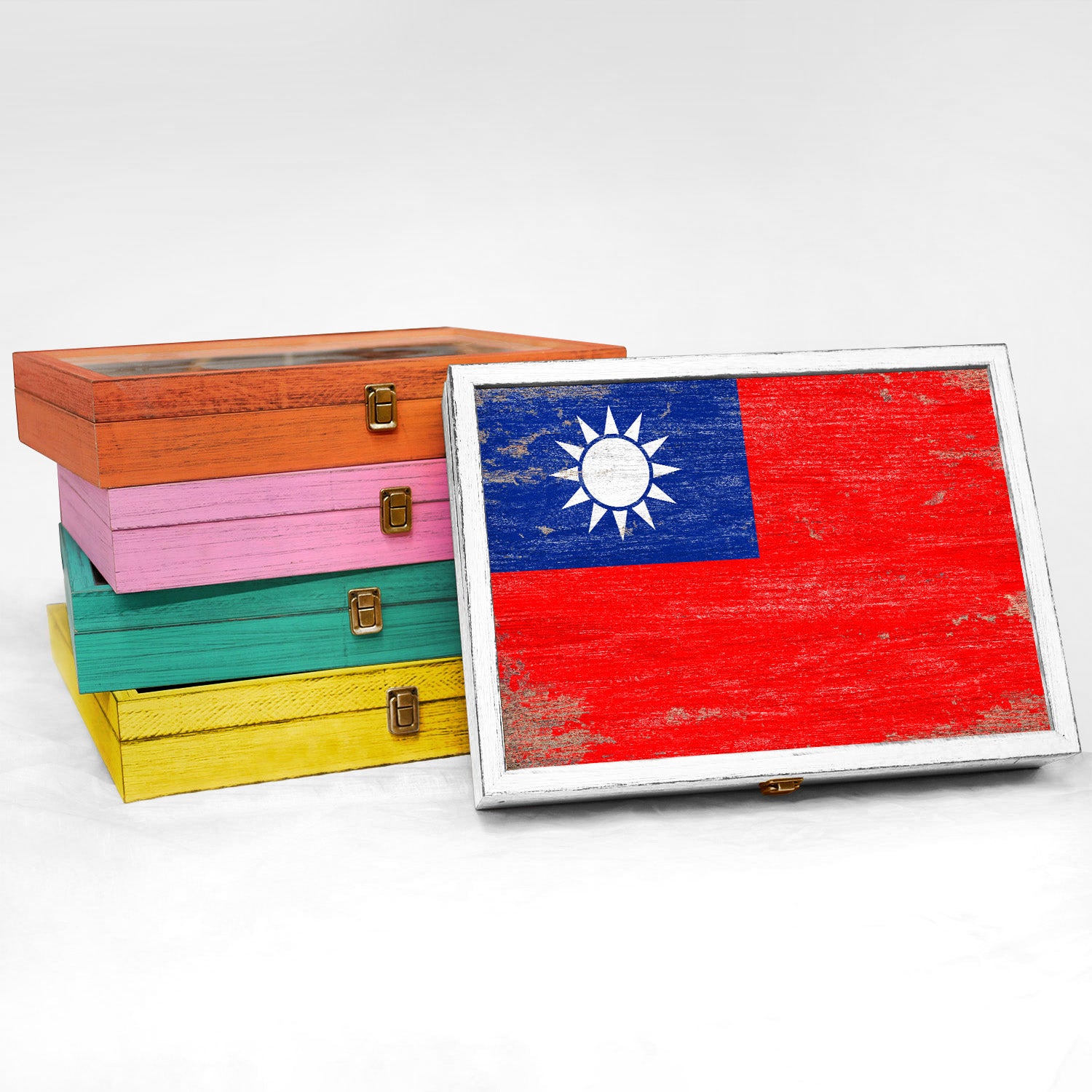 Taiwan Wood Flag Frame Keepsake Box