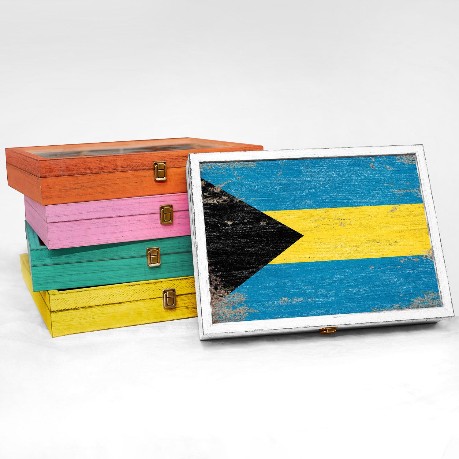 The Bahamas Wood Flag Frame Keepsake Box