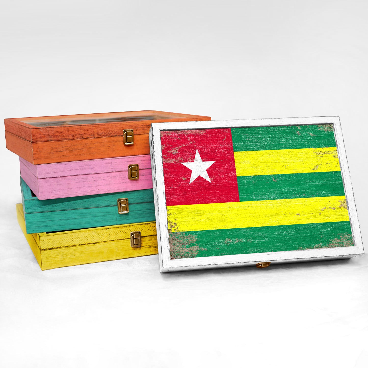 Togo Wood Flag Frame Keepsake Box