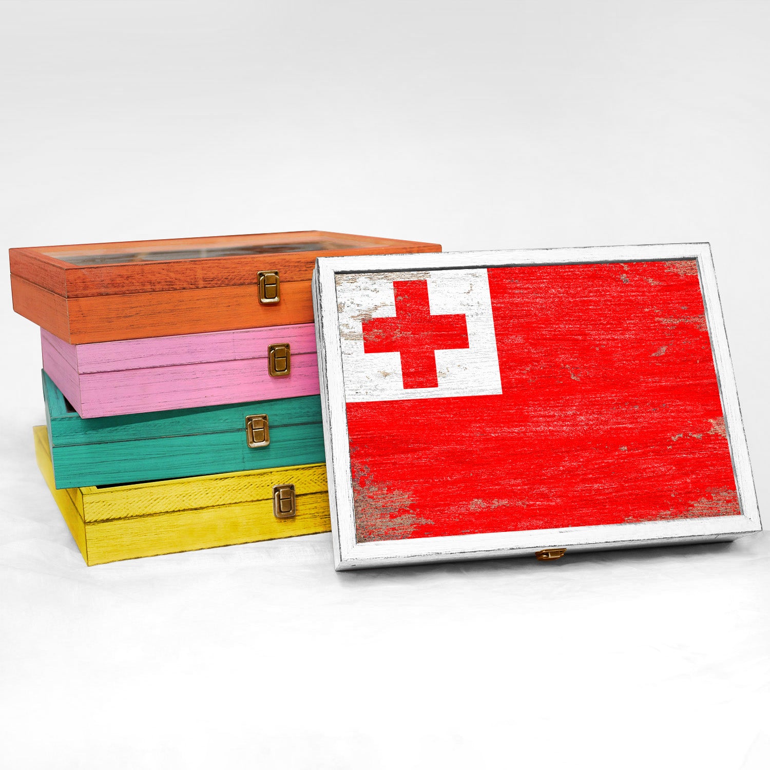 Tonga Wood Flag Frame Keepsake Box