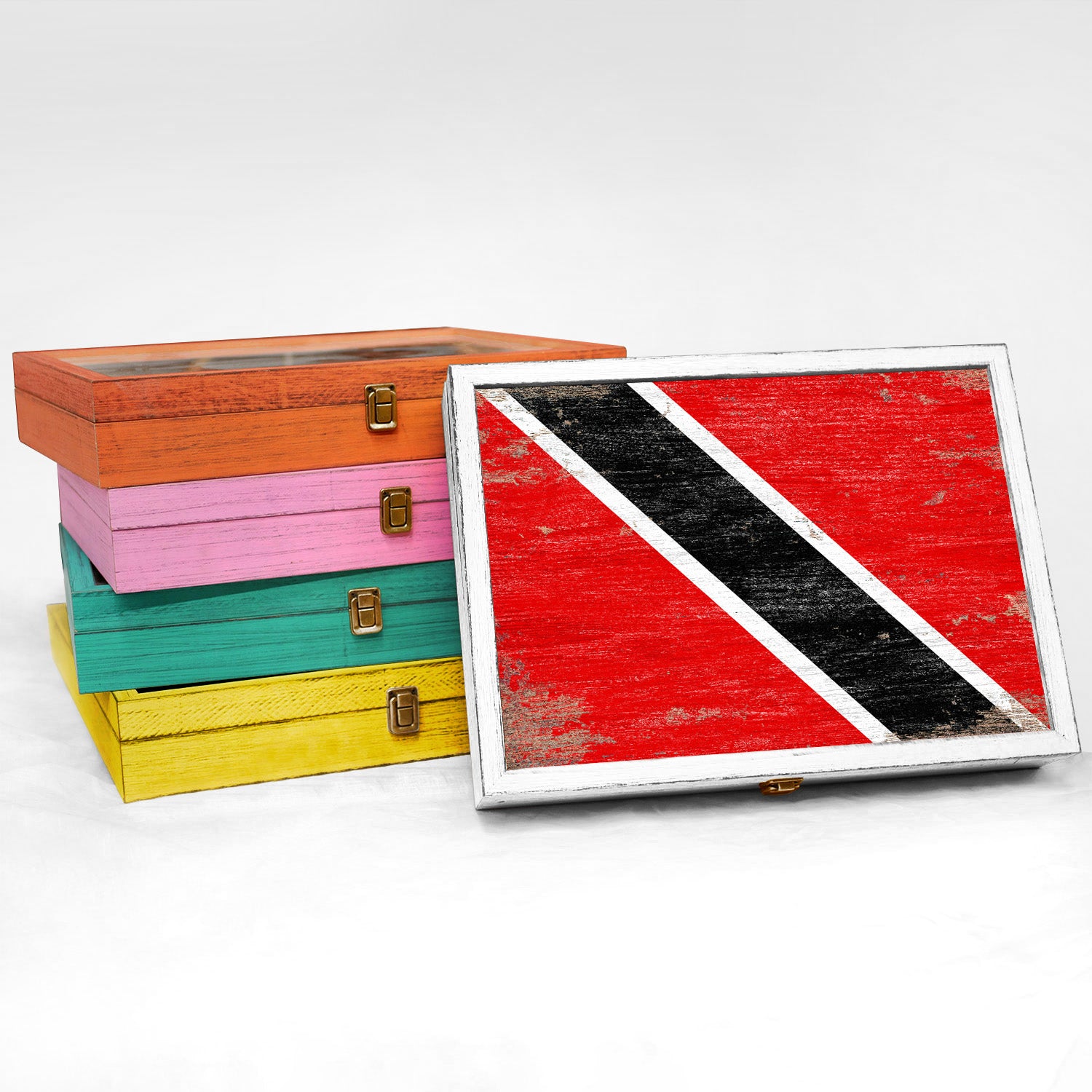 Trinidad and Tobago Wood Flag Keepsake Box