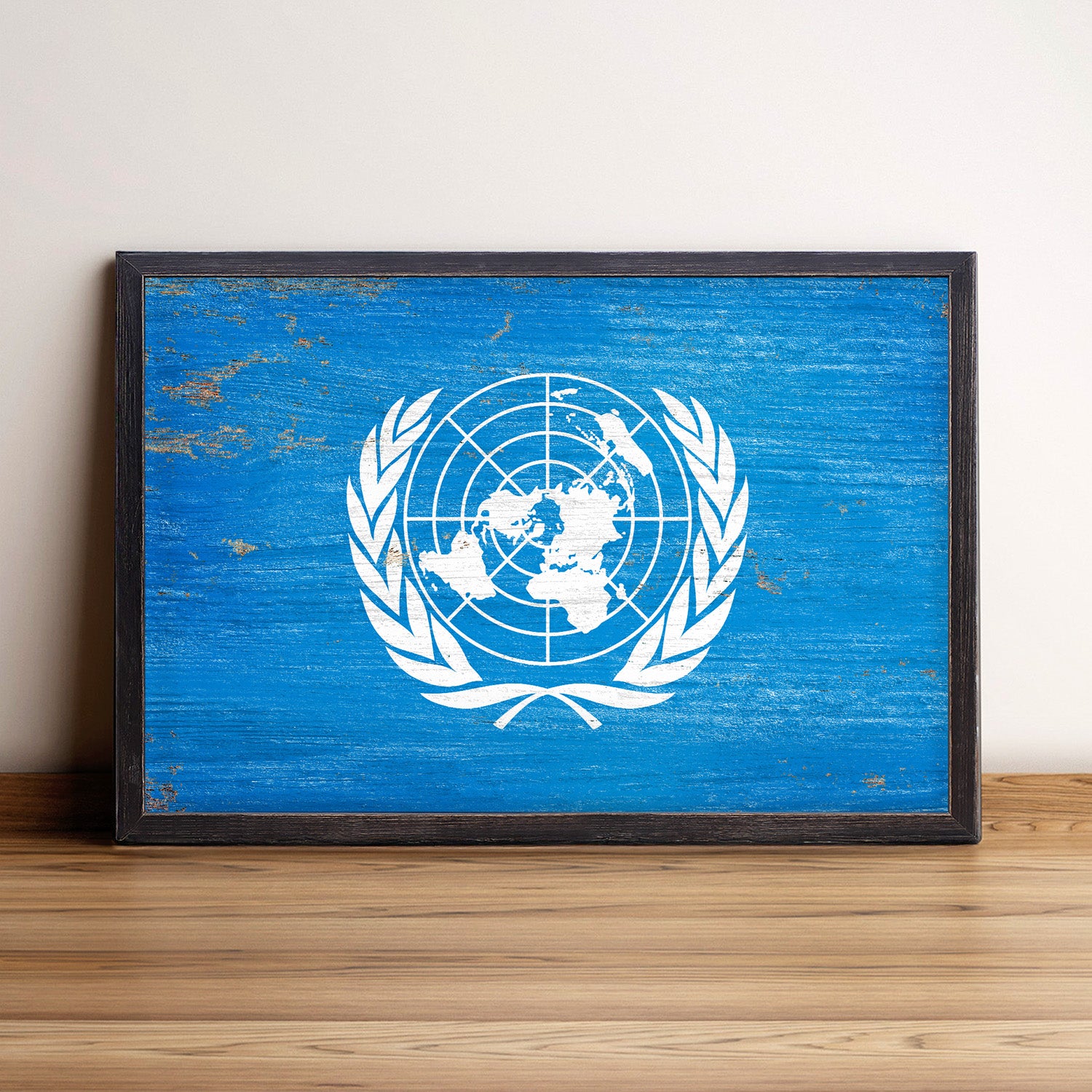 UN Flag Framed Wall Art