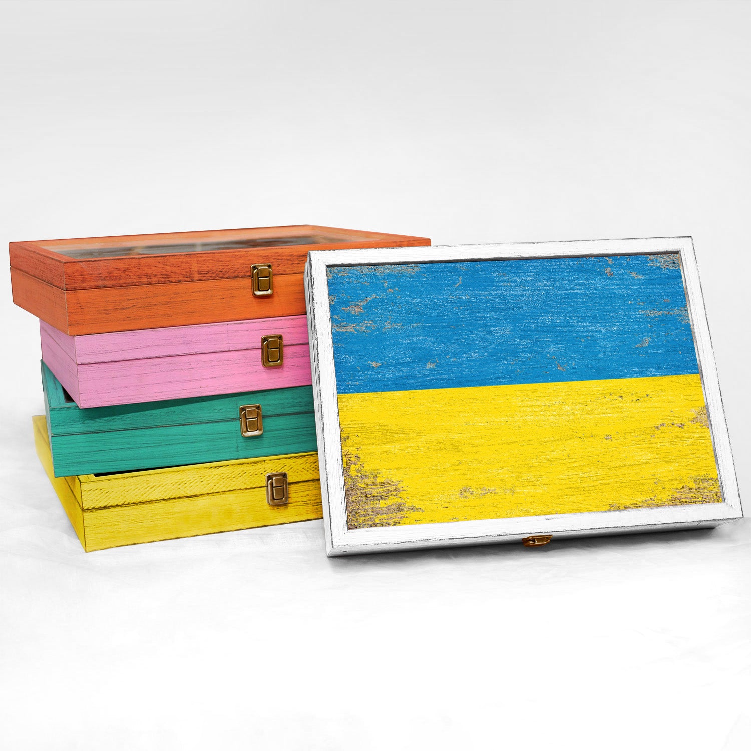 Ukraine Wood Flag Frame Keepsake Box