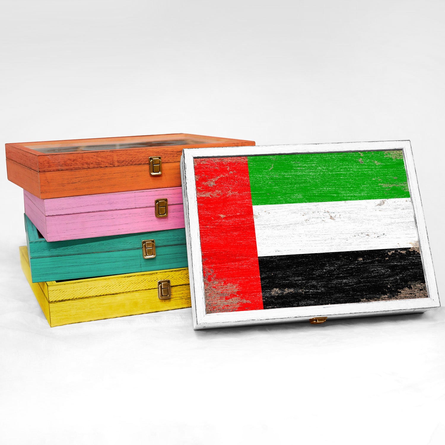 United Arab Emirates Wood Flag Frame Keepsake Box