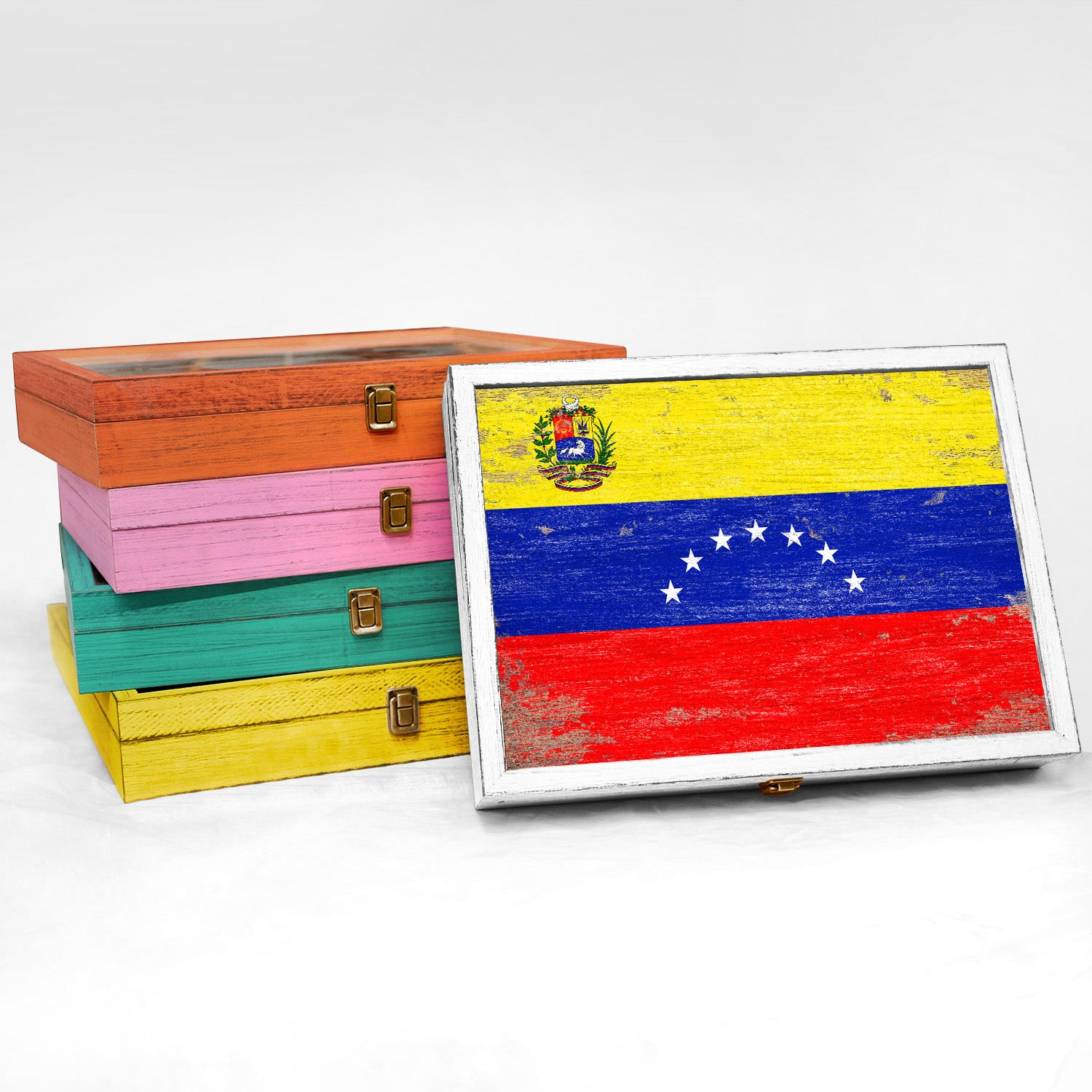 Venezuela Wood Flag Frame Keepsake Box